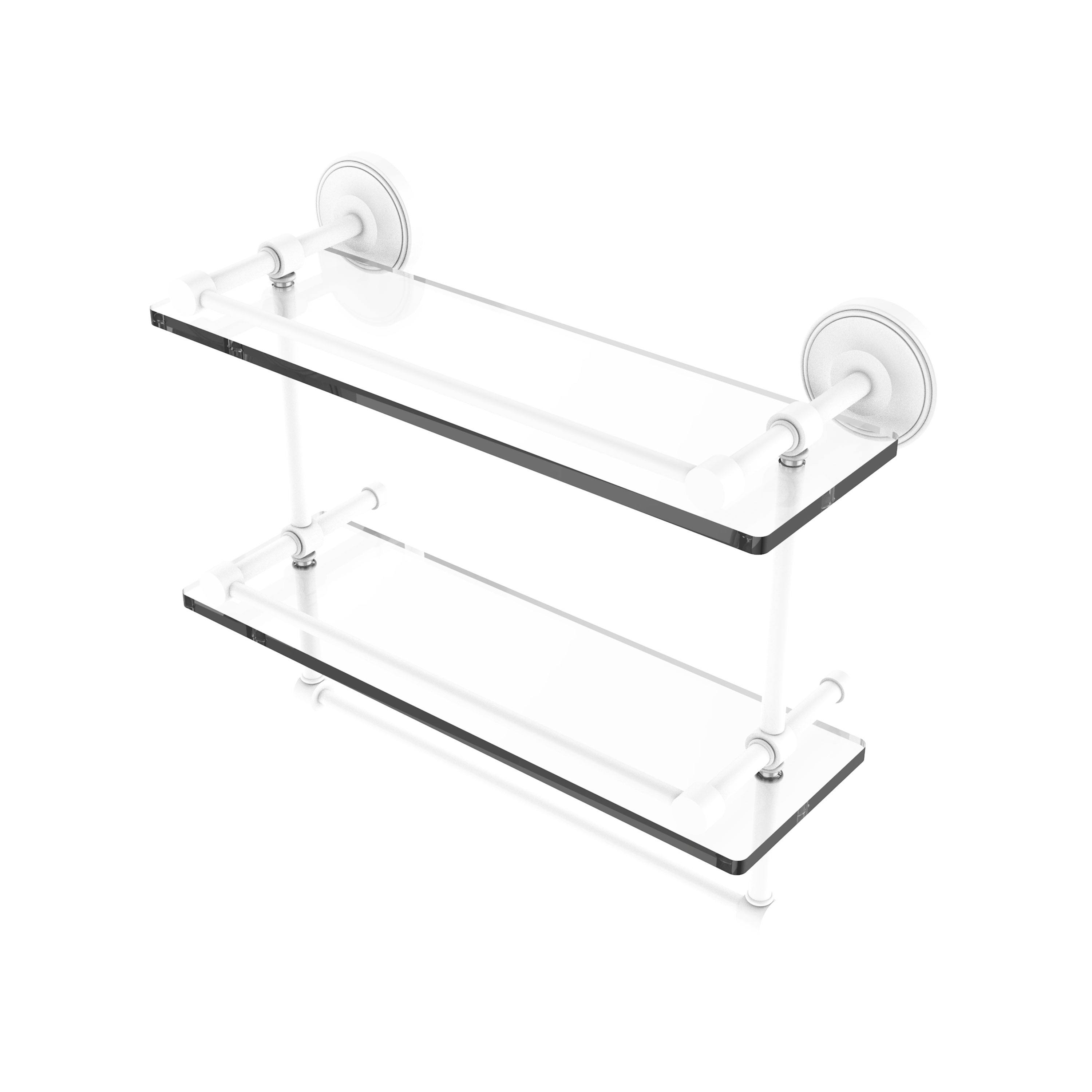 Allied Brass 16 inch Gallery Double Glass Shelf Towel Bar Matte L1MJX7_BSYS