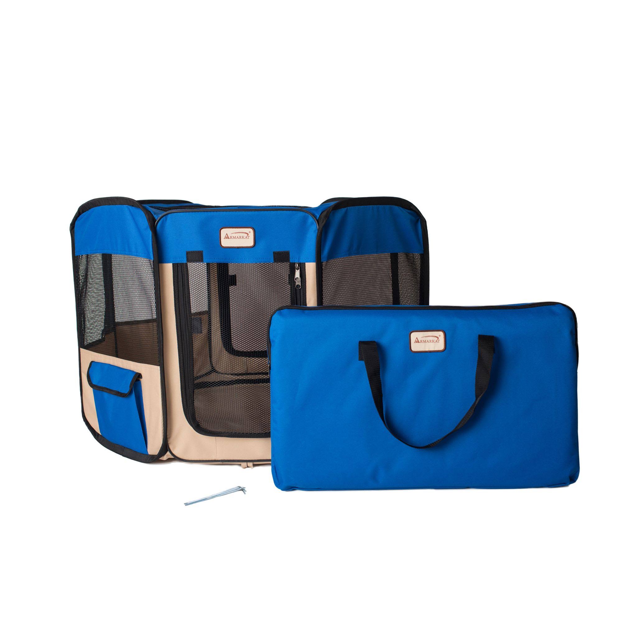 Armarkat Portable Pet Playpen in Blue and Beige Combo Pp001b-Y3FR7Z_MXNG Armarkat Portable Pet Playpen in Blue and Beige Combo Pp001b-Y3FR7Z_MXNG