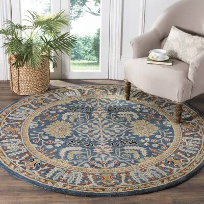 Genemuiden Handmade Tufted Wool Dark Blue Area Rug World Menagerie Rug Size Round 6' x 6' NXCGZL_WBIE Genemuiden Handmade Tufted Wool Dark Blue Area Rug World Menagerie Rug Size Round 6' x 6' NXCGZL_WBIE