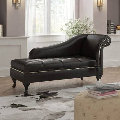 Jolie Tufted Faux Leather Right Recessed Arms Chaise Lounge with Storage Alcott KTB6DL_NTZT