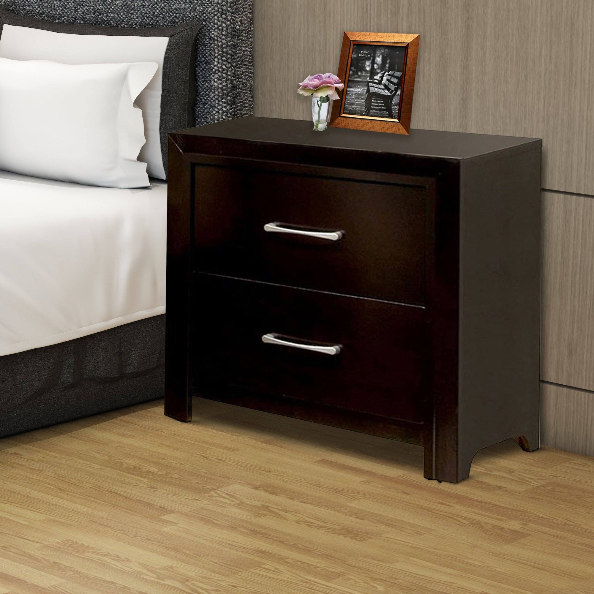 Benzara - Janine Transitional Night Stand in Espresso GECCLL_T8LB