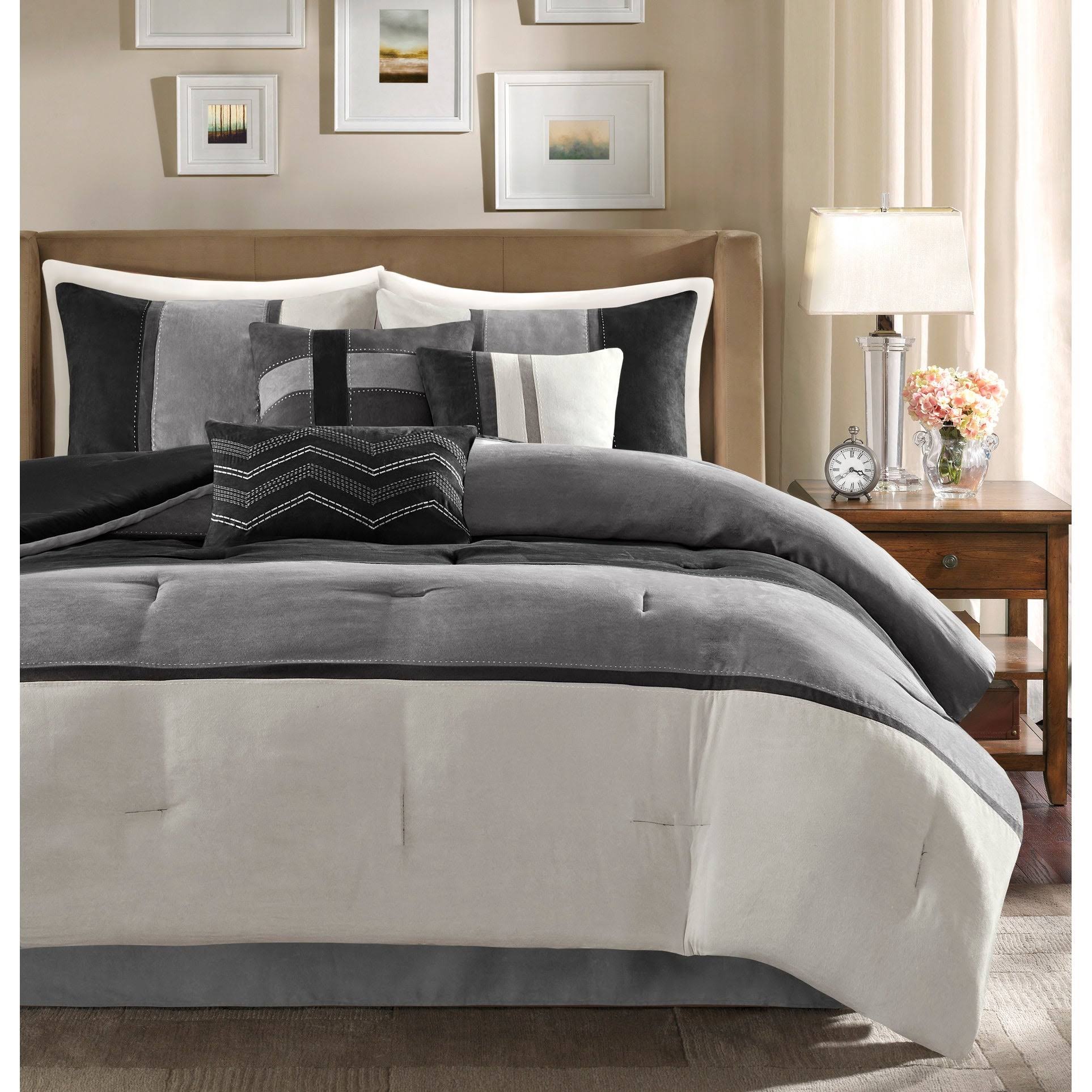 Madison Park Hanover 7 Piece Faux Suede Comforter Set - Black - PTCOAE_OQX1 Madison Park Hanover 7 Piece Faux Suede Comforter Set - Black - PTCOAE_OQX1