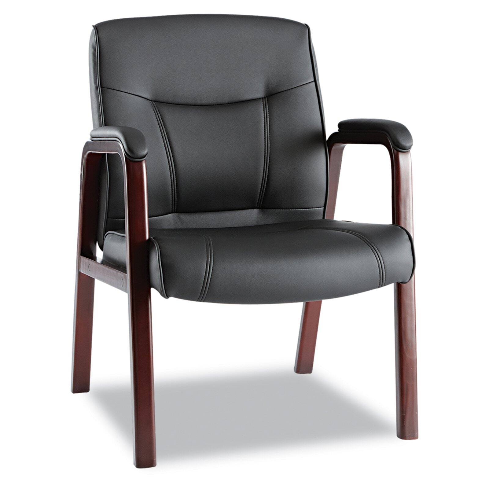 Alera Madaris Leather Guest Chair with Wood TRIM, Black/GOXVUR_3MLP Alera Madaris Leather Guest Chair with Wood TRIM, Black/GOXVUR_3MLP