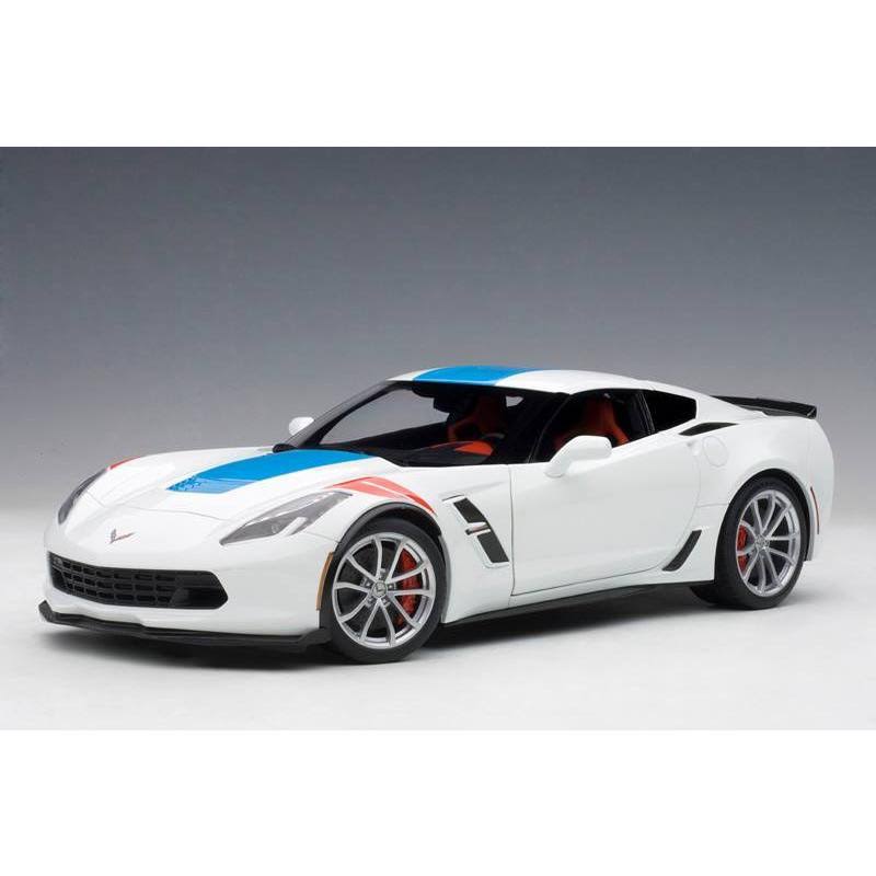 2017 Chevrolet Corvette C7 Grand Sport White with Blue Stripe and Red Fender Hash Marks 1/18 Model Car by VF9WZN_PRKD 2017 Chevrolet Corvette C7 Grand Sport White with Blue Stripe and Red Fender Hash Marks 1/18 Model Car by VF9WZN_PRKD