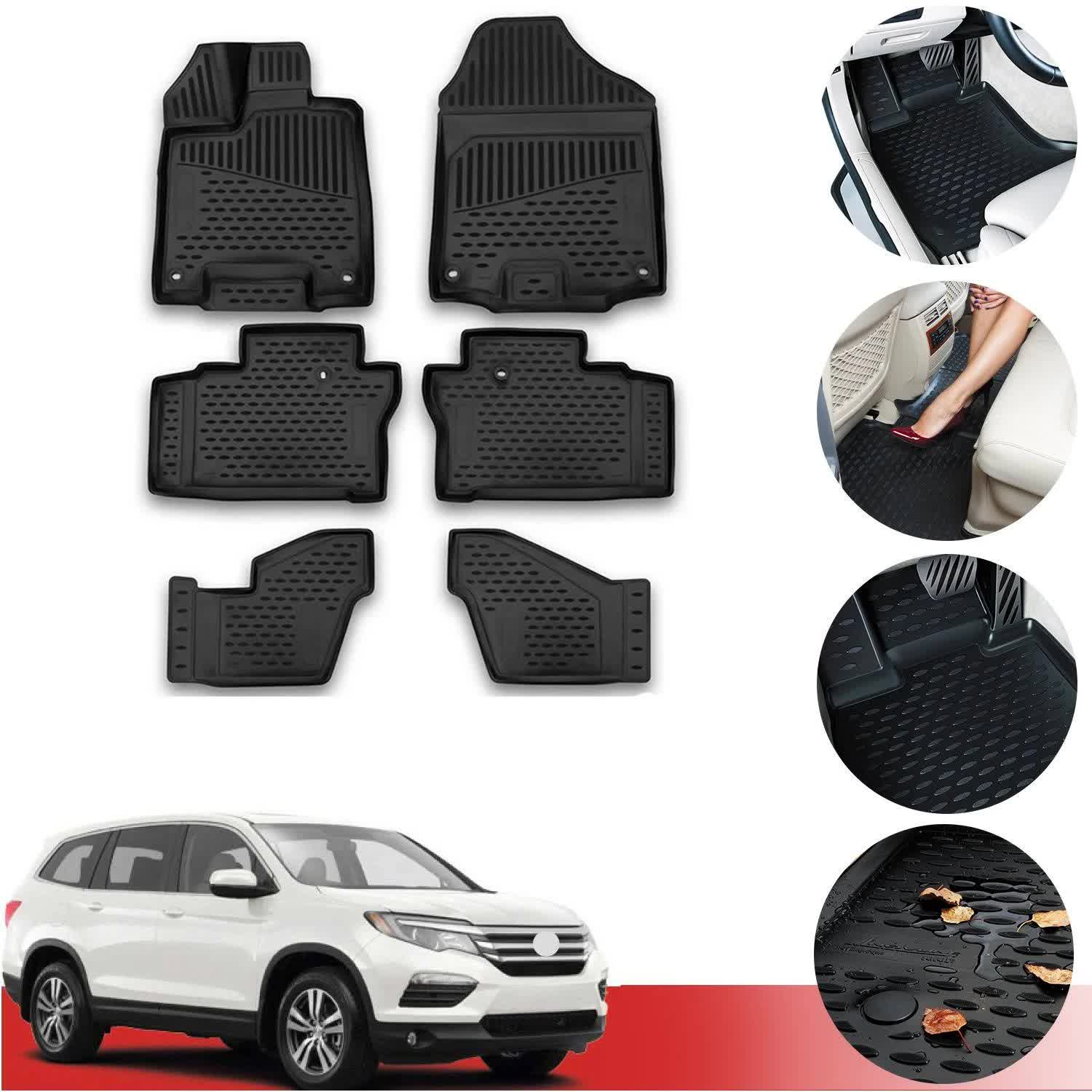 Floor Mats Liner 3D Molded Fits for Honda Pilot Passenger 7 SEATS 2016-BV0MQL_YWMA