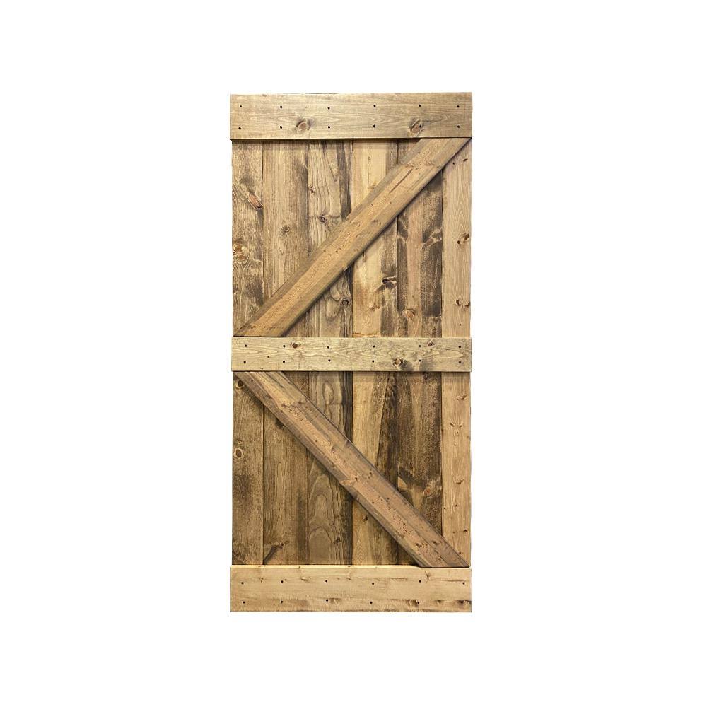 CALHOME 36 in. x 84 in. Distressed K Series Weather Oak Solid Knotty Pine Wood Interior Sliding Barn Door DTULUI_TBDG CALHOME 36 in. x 84 in. Distressed K Series Weather Oak Solid Knotty Pine Wood Interior Sliding Barn Door DTULUI_TBDG