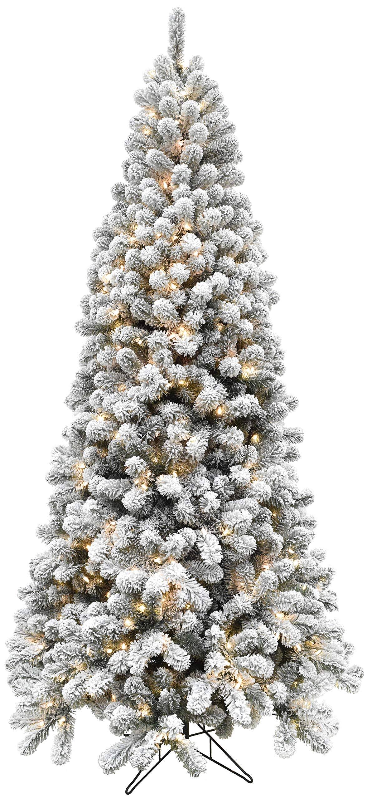Fraser Hill Farm 7.5-ft. Flocked Alaskan Pine Christmas Tree with Clear LED String 9OTK8A_MKN7 Fraser Hill Farm 7.5-ft. Flocked Alaskan Pine Christmas Tree with Clear LED String 9OTK8A_MKN7
