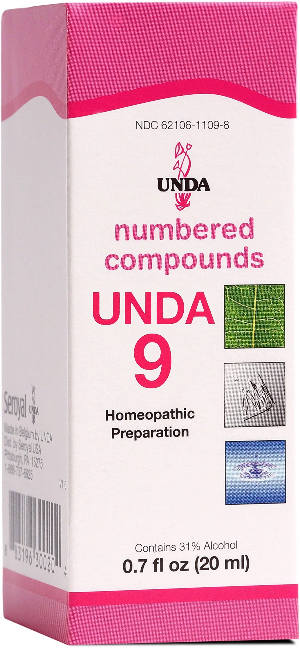 UNDA - UNDA 9 Numbered Compounds - Homeopathic Preparation - 0.7 fl. oz. 4E1UVO_JI4C UNDA - UNDA 9 Numbered Compounds - Homeopathic Preparation - 0.7 fl. oz. 4E1UVO_JI4C