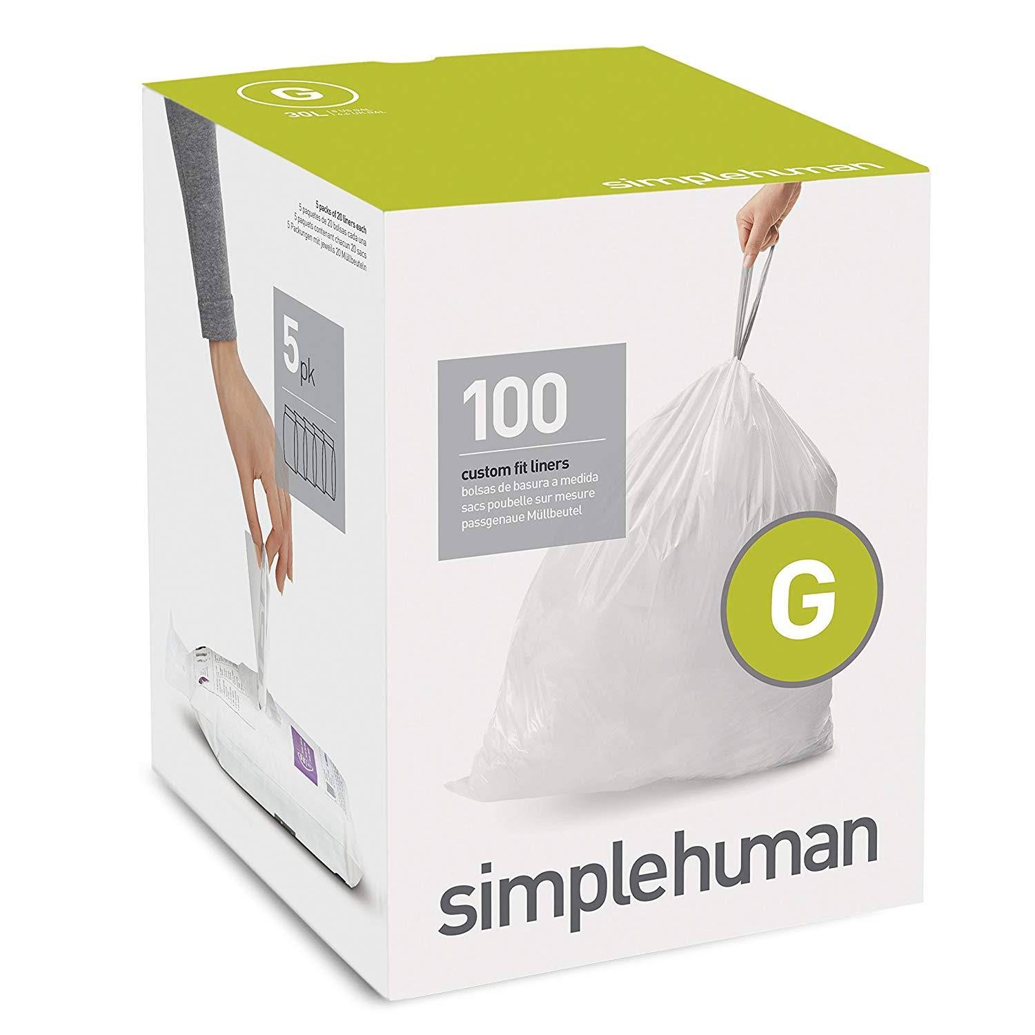 simplehuman Code G Custom Fit Drawstring Trash Bags, 30 LITER / 8 CX2SGW_JX75 simplehuman Code G Custom Fit Drawstring Trash Bags, 30 LITER / 8 CX2SGW_JX75