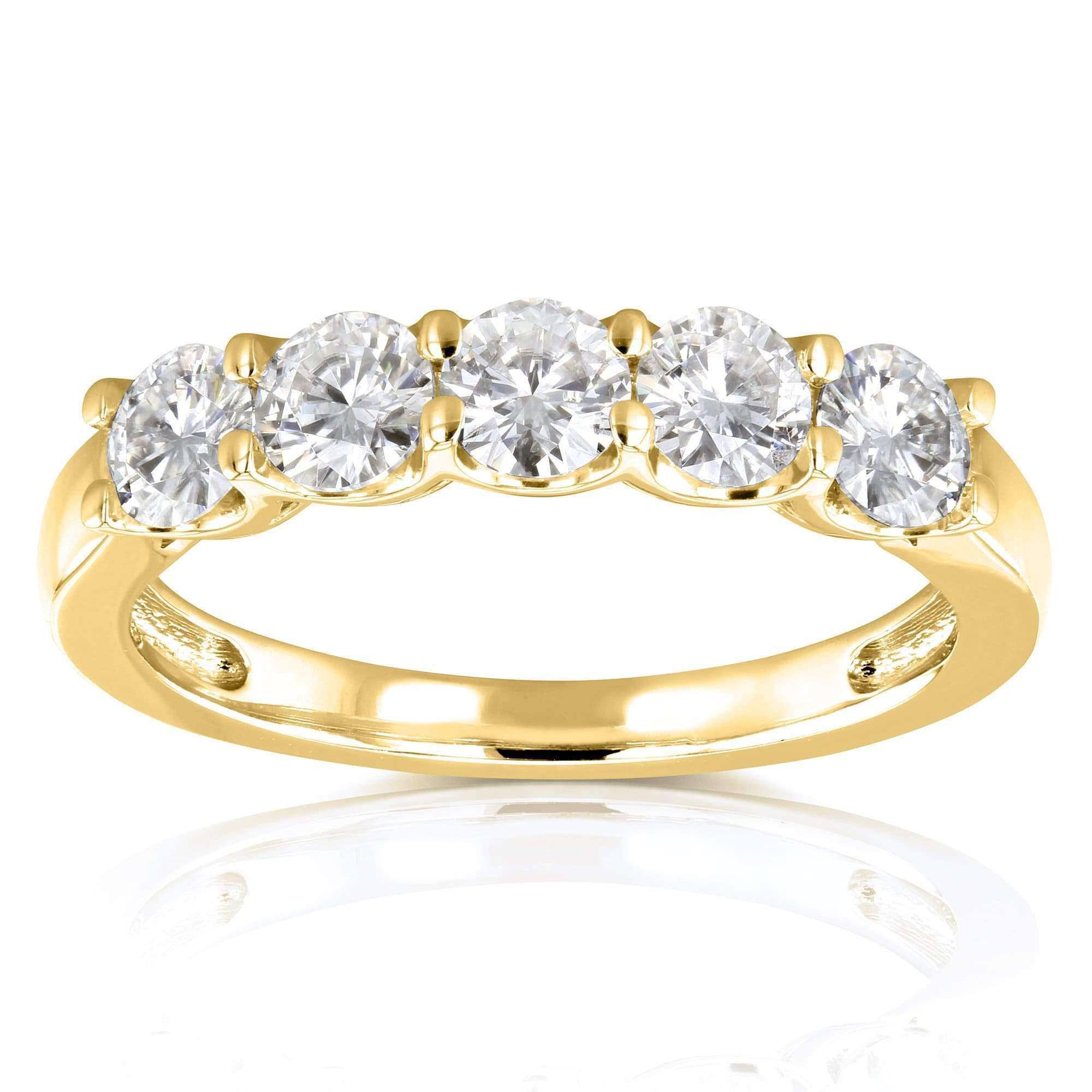 Kobelli Five Stone 4/5 Carat TGW Round Brilliant Near Colorless Moissanite (hi) Bridal Wedding Band in 14K Yellow 3BYSEK_DODF