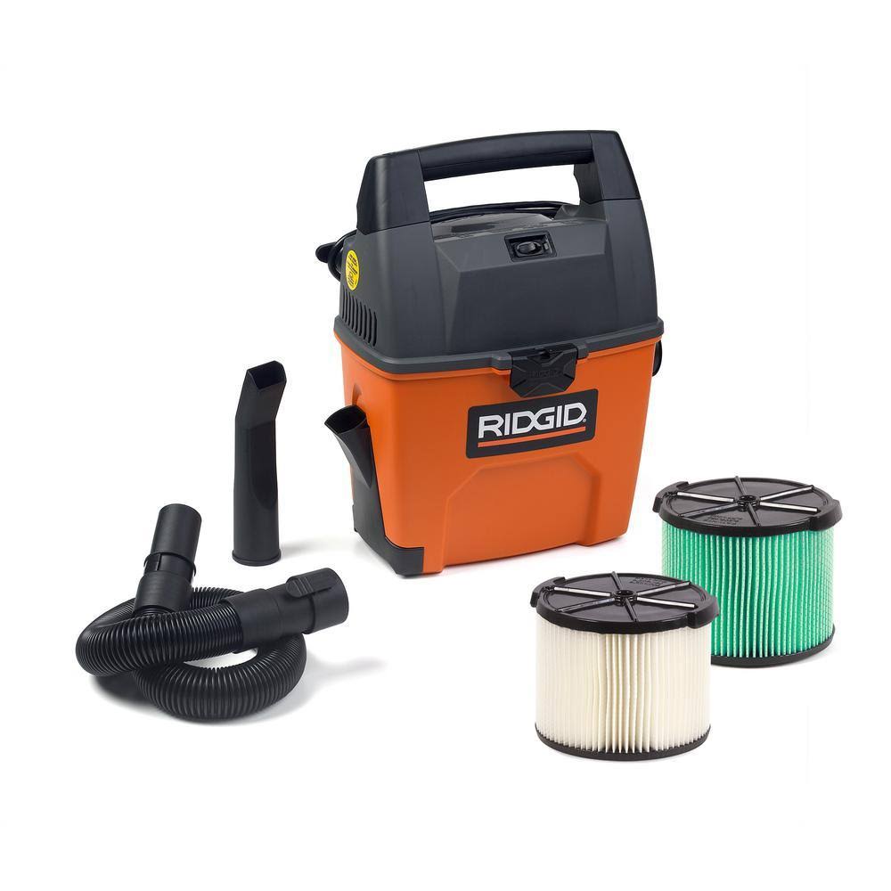 Ridgid 3 gal. 3.5-Peak HP Portable Wet/Dry Shop Vacuum with Built-in Dust Pan and Hepa- 3BL1IS_FRPK Ridgid 3 gal. 3.5-Peak HP Portable Wet/Dry Shop Vacuum with Built-in Dust Pan and Hepa- 3BL1IS_FRPK