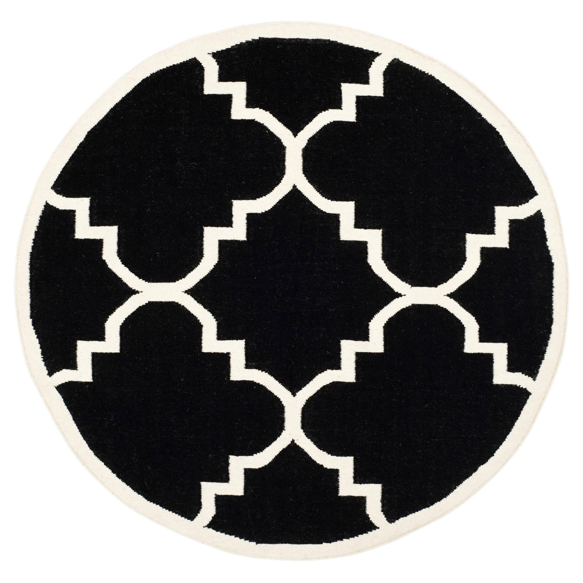 Safavieh Dhurries Black/Ivory Area Rug; Round 6' 10MVJN_PRS9