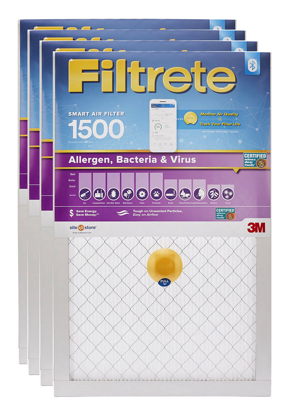 Filtrete Smart 20 x 20 x 1 inch Allergen, Bacteria Virus HVAC Air and Furnace Filter, 1500 Mpr, 4 FP0Y40_6XHT Filtrete Smart 20 x 20 x 1 inch Allergen, Bacteria Virus HVAC Air and Furnace Filter, 1500 Mpr, 4 FP0Y40_6XHT