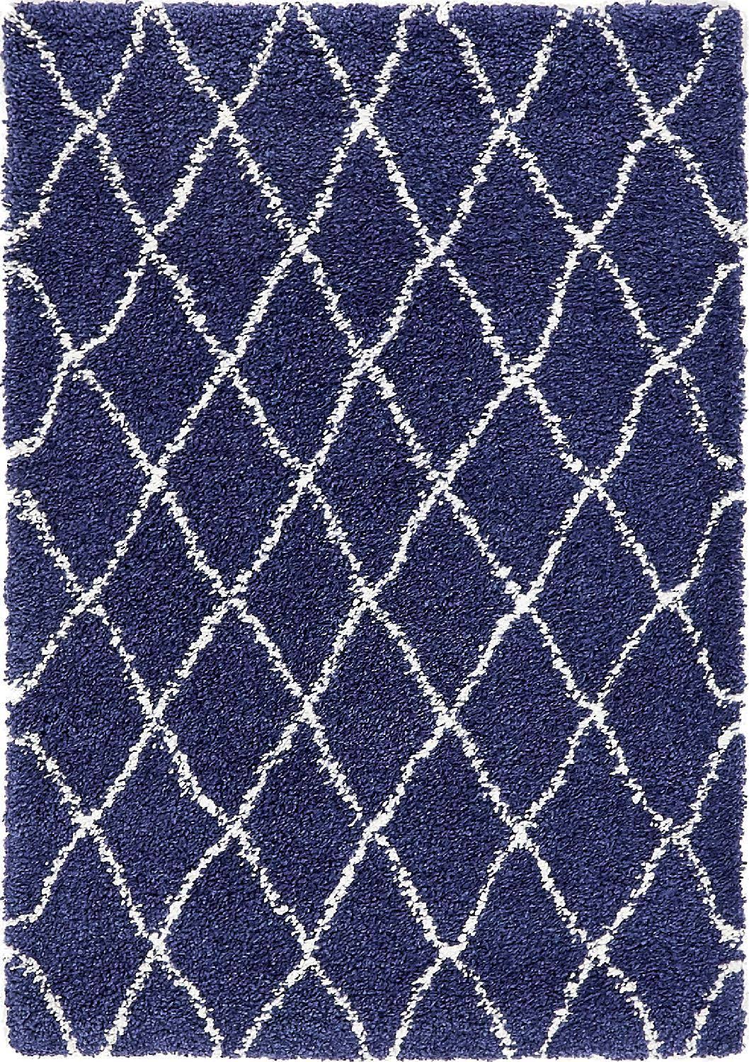 Unique Loom Trellis Rabat Shag Area Rug (4' x 6' - Navy Blue) 0HCODM_2K3T Unique Loom Trellis Rabat Shag Area Rug (4' x 6' - Navy Blue) 0HCODM_2K3T