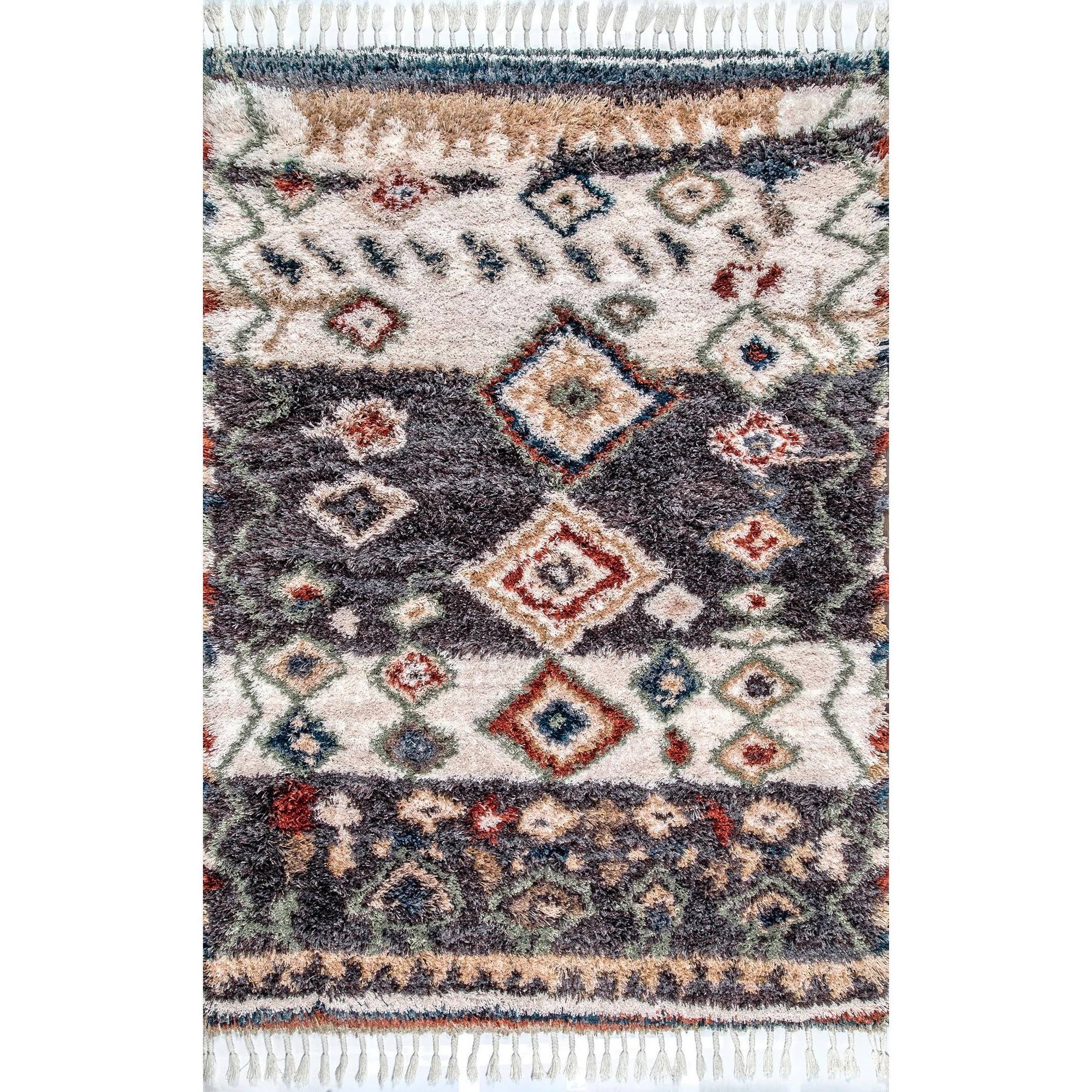 nuLOOM Southwestern Rosemarie Moroccan Tassel Shag Gray 9 ft. x 12 ft. Area BTZSHD_X8BE nuLOOM Southwestern Rosemarie Moroccan Tassel Shag Gray 9 ft. x 12 ft. Area BTZSHD_X8BE