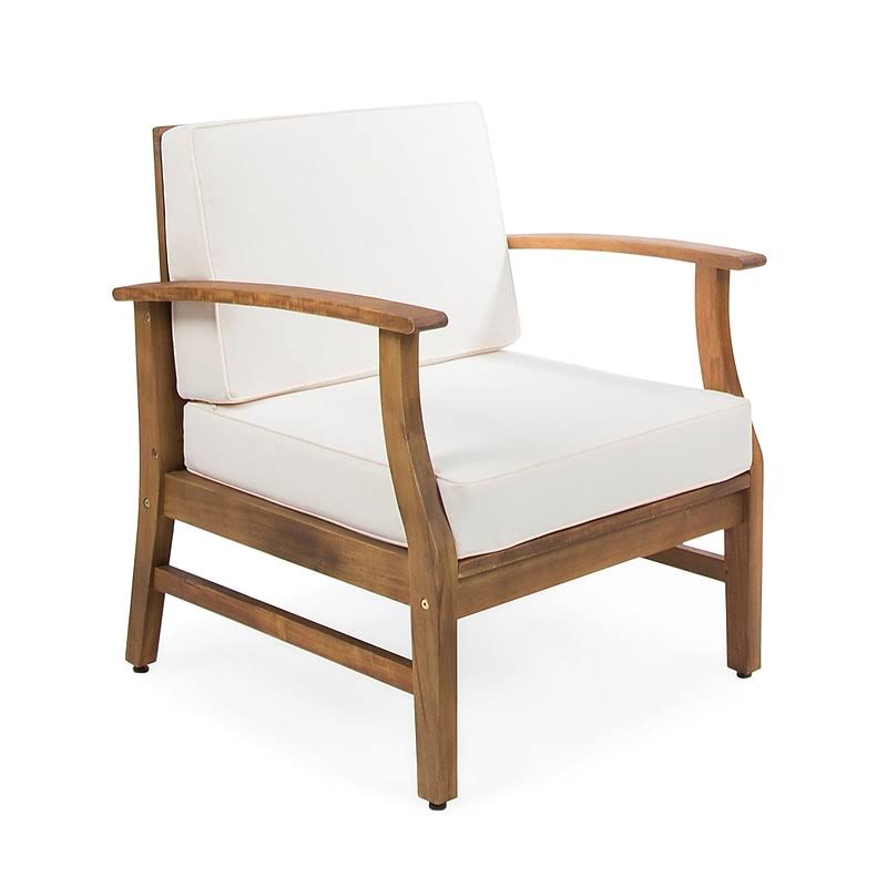 Antonia Modern Outdoor Wood Patio Chair with Cushions Mistana Frame Color / Cushion Color Teak Frame / Cream CRLUTU_ZBAG