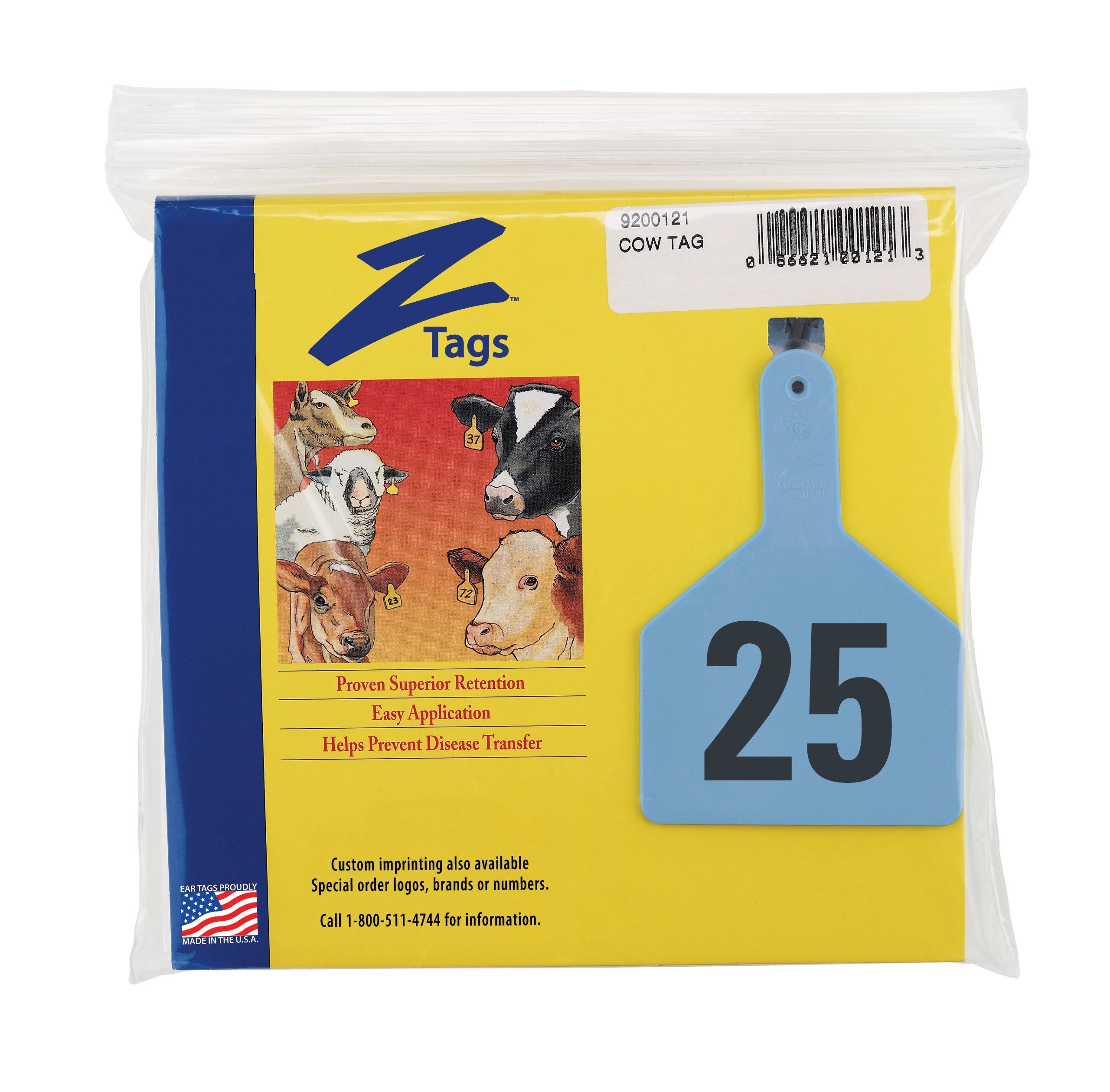 Z Tags Numbered Ear Tags (Cow), 25 Count, XSCXHM_9KYE