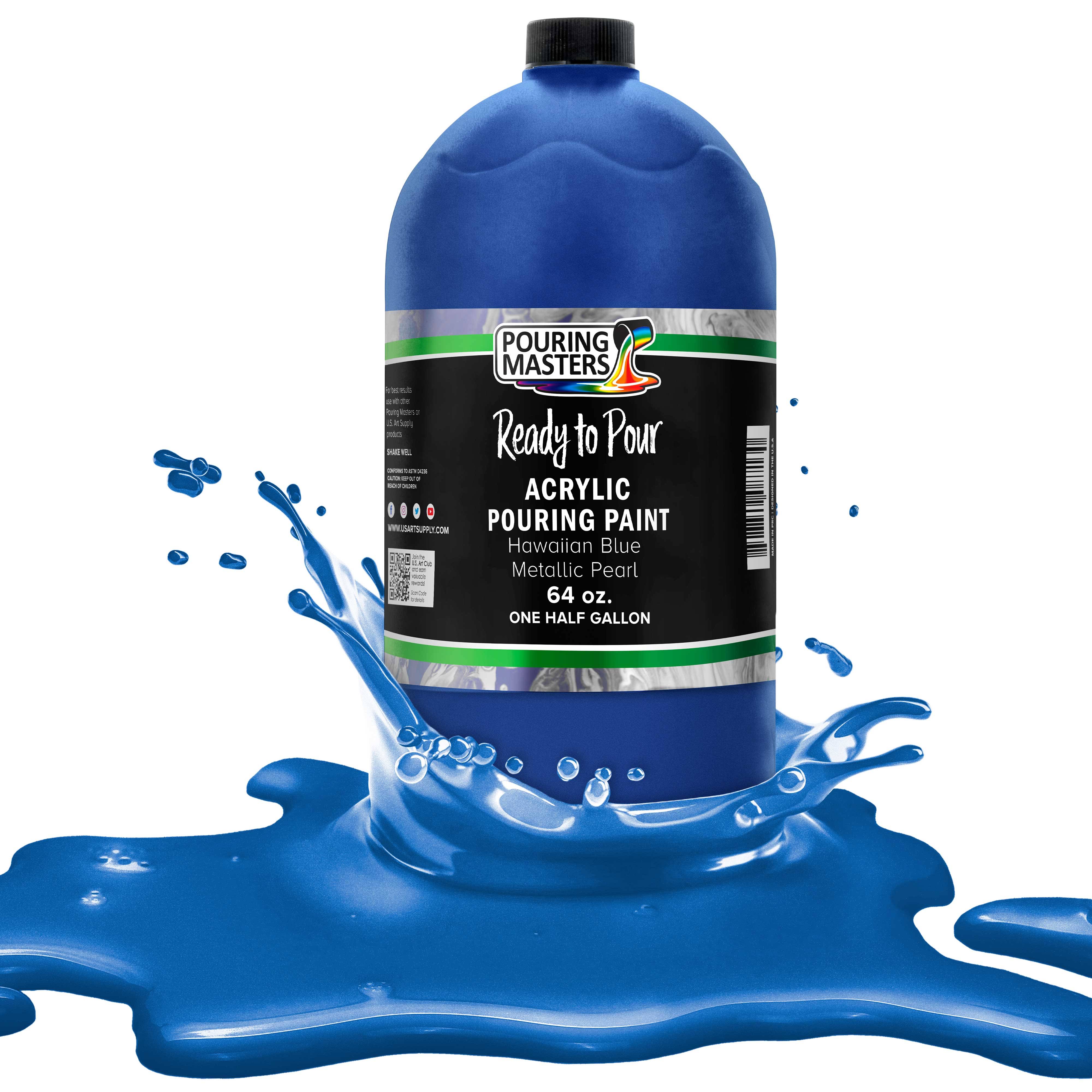 Pouring Masters Hawaiian Blue Metallic Pearl Acrylic Ready to Pour Pouring Paint – Premium 64-Ounce Pre-Mixed Water-Based - for SZJZ57_4LEZ Pouring Masters Hawaiian Blue Metallic Pearl Acrylic Ready to Pour Pouring Paint – Premium 64-Ounce Pre-Mixed Water-Based - for SZJZ57_4LEZ