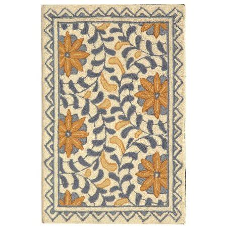 Charlton Home Helena Floral Handmade Wool Ivory/Blue Area Rug, Size Rectangle 2'6 inch x 4' K08VHG_KJTH Charlton Home Helena Floral Handmade Wool Ivory/Blue Area Rug, Size Rectangle 2'6 inch x 4' K08VHG_KJTH