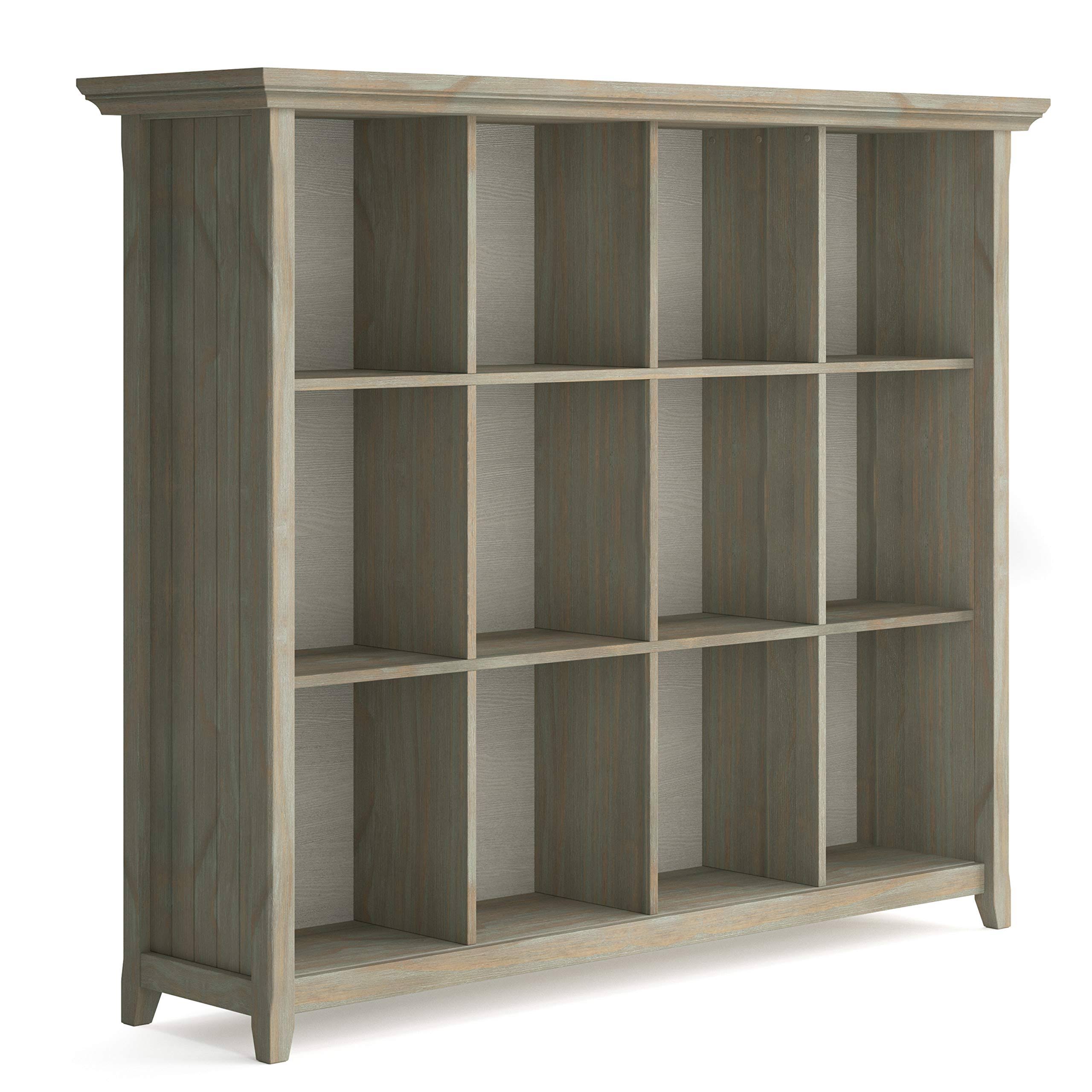 Simpli Home Acadian Solid Wood 12 Cube Storage in Distressed 6DA8JB_DZDH