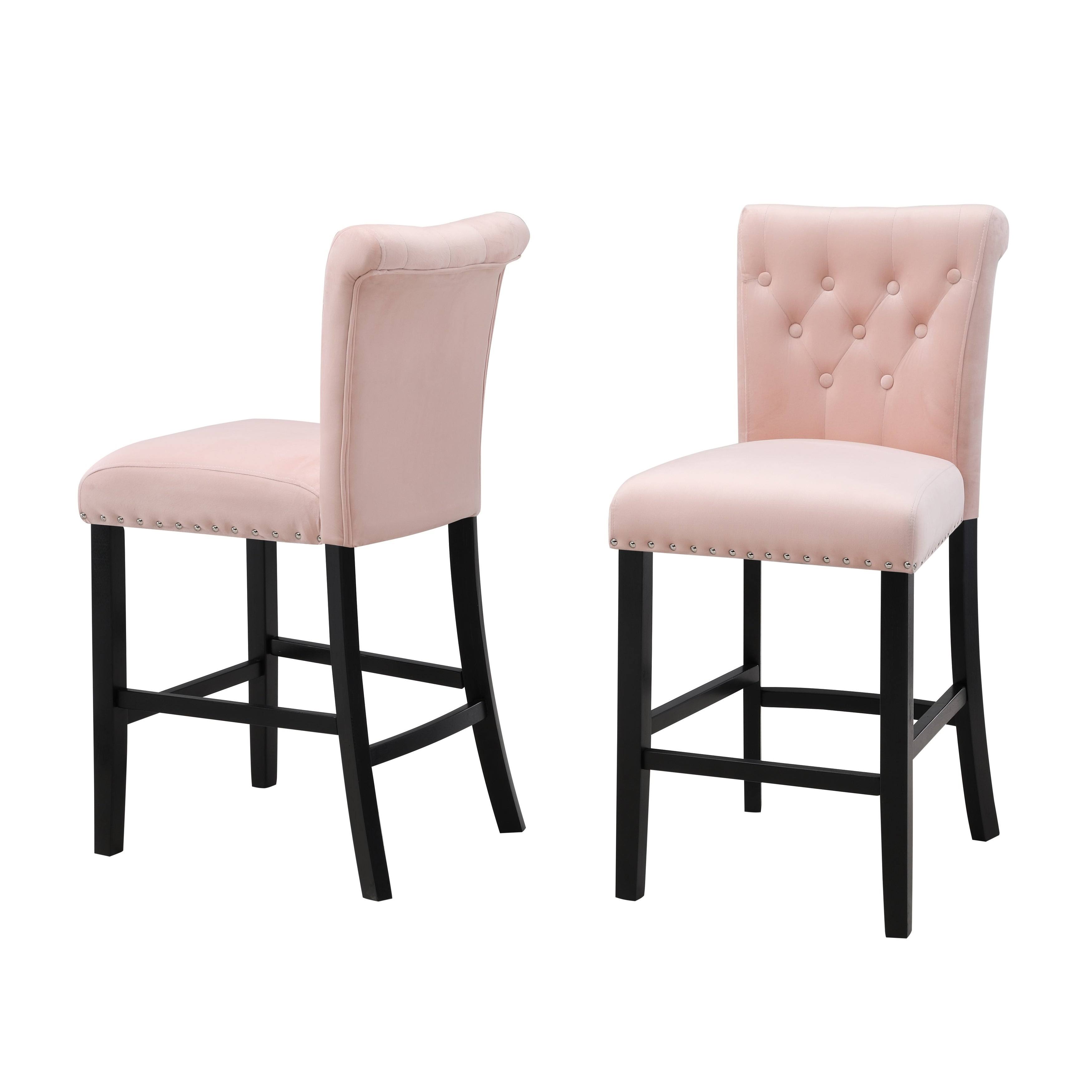 Silver Orchid Flohr Tufted Polyester Velvet Counter Chairs (Set of 2) - 40.NDRAXA_23FB Silver Orchid Flohr Tufted Polyester Velvet Counter Chairs (Set of 2) - 40.NDRAXA_23FB