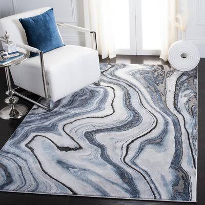 Mies Abstract Gray/Blue Area Rug Orren Ellis Rug Size: Square 5'3 84JZ3M_6HL7 Mies Abstract Gray/Blue Area Rug Orren Ellis Rug Size: Square 5'3 84JZ3M_6HL7