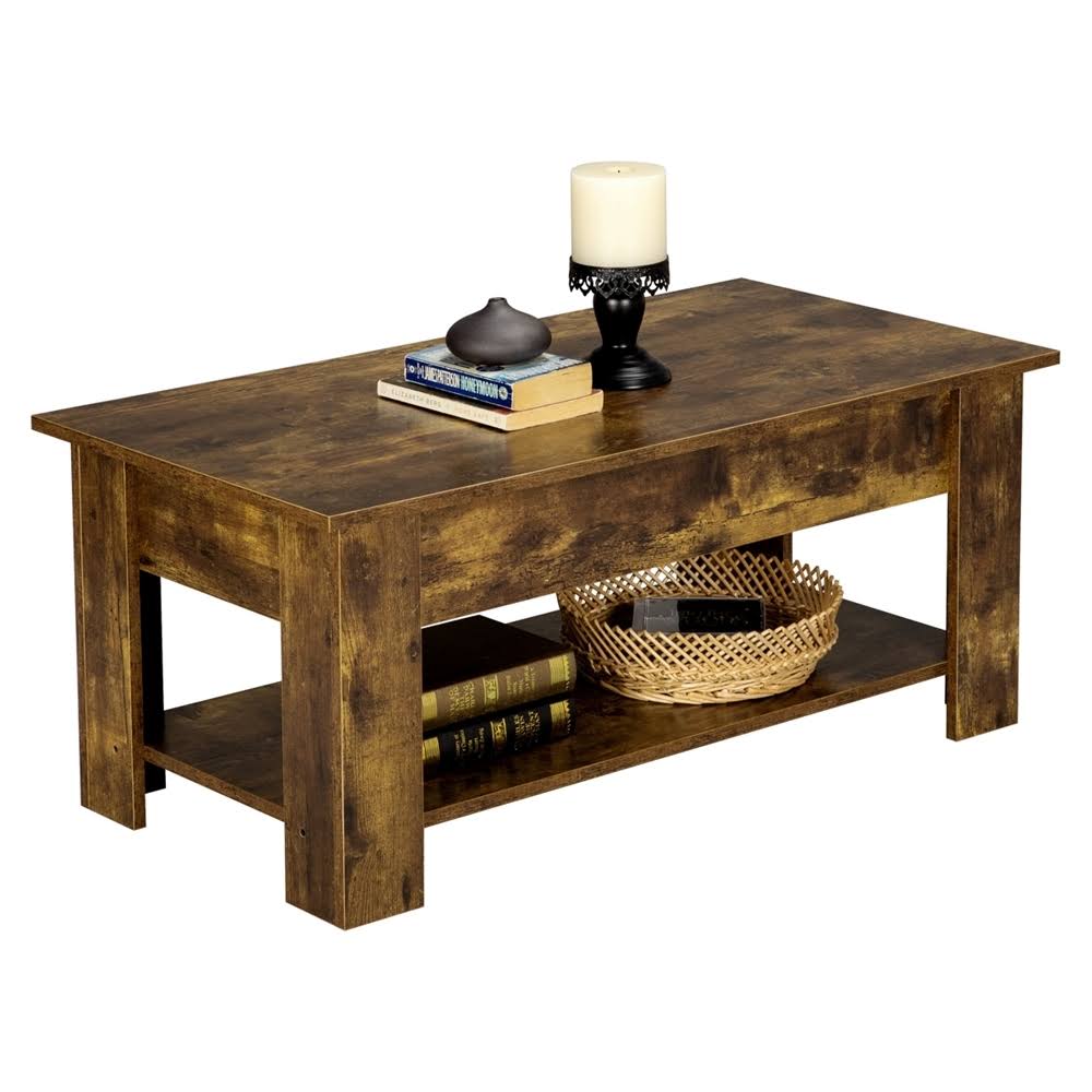 Easyfashion Modern Wood Lift Top Coffee Table with Hidden Compartment and Lower Shelf, Rustic GW1DYO_CIUN Easyfashion Modern Wood Lift Top Coffee Table with Hidden Compartment and Lower Shelf, Rustic GW1DYO_CIUN