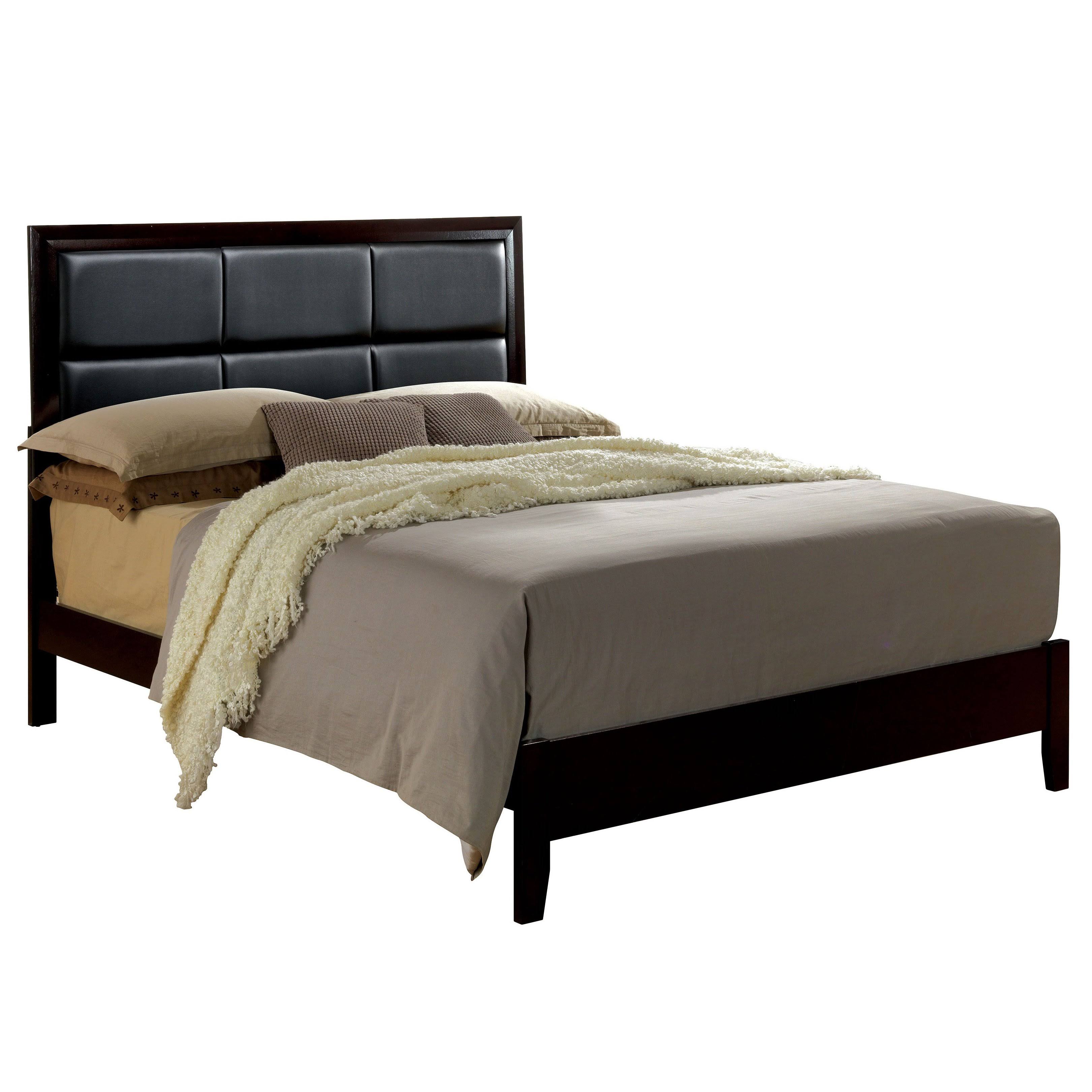 Furniture of America Hoss Contemporary Espresso Faux Leather Panel Bed - California TY46TD_ELIT Furniture of America Hoss Contemporary Espresso Faux Leather Panel Bed - California TY46TD_ELIT