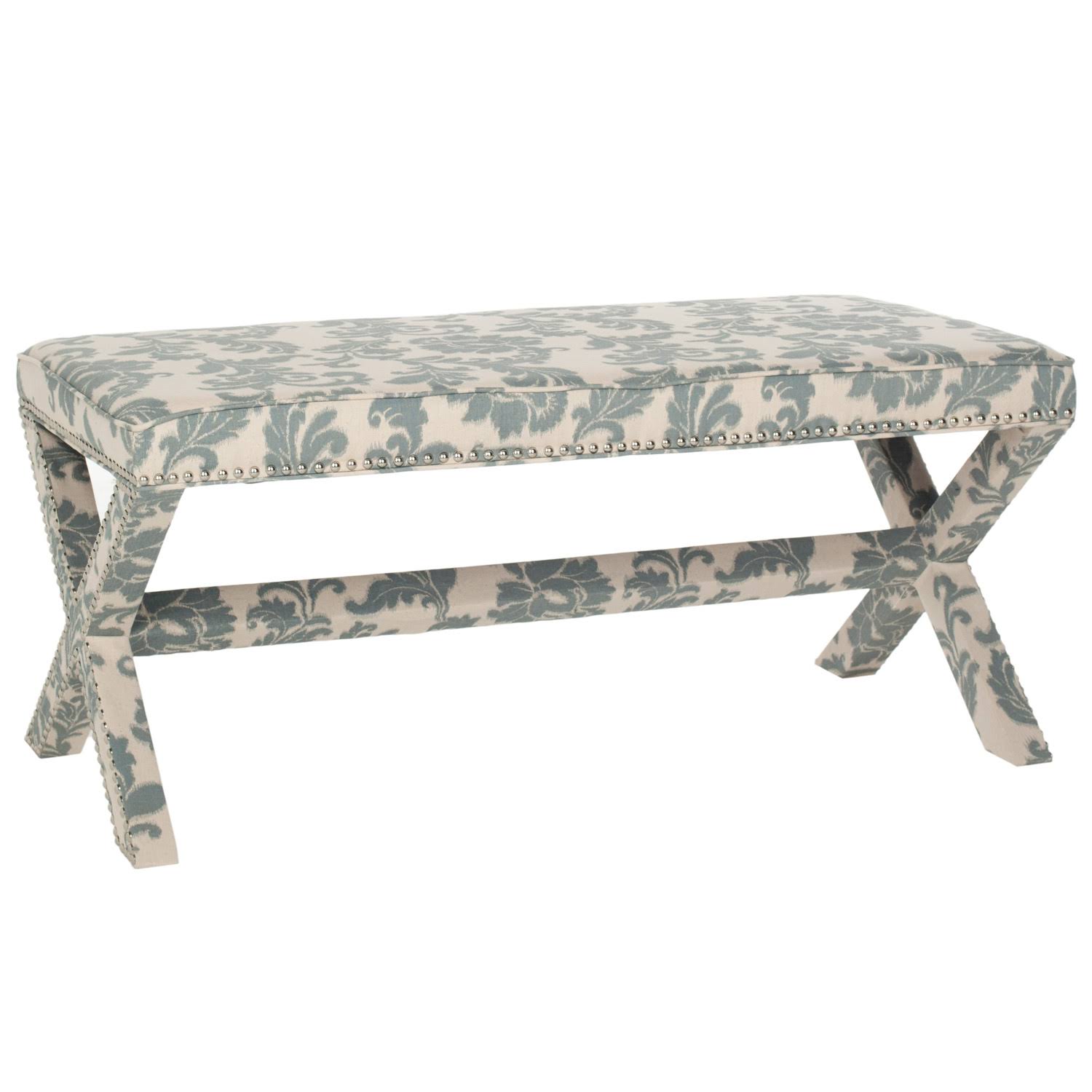 Safavieh Melanie Extended Bench | Slate / Beige | HKICJZ_3H3N