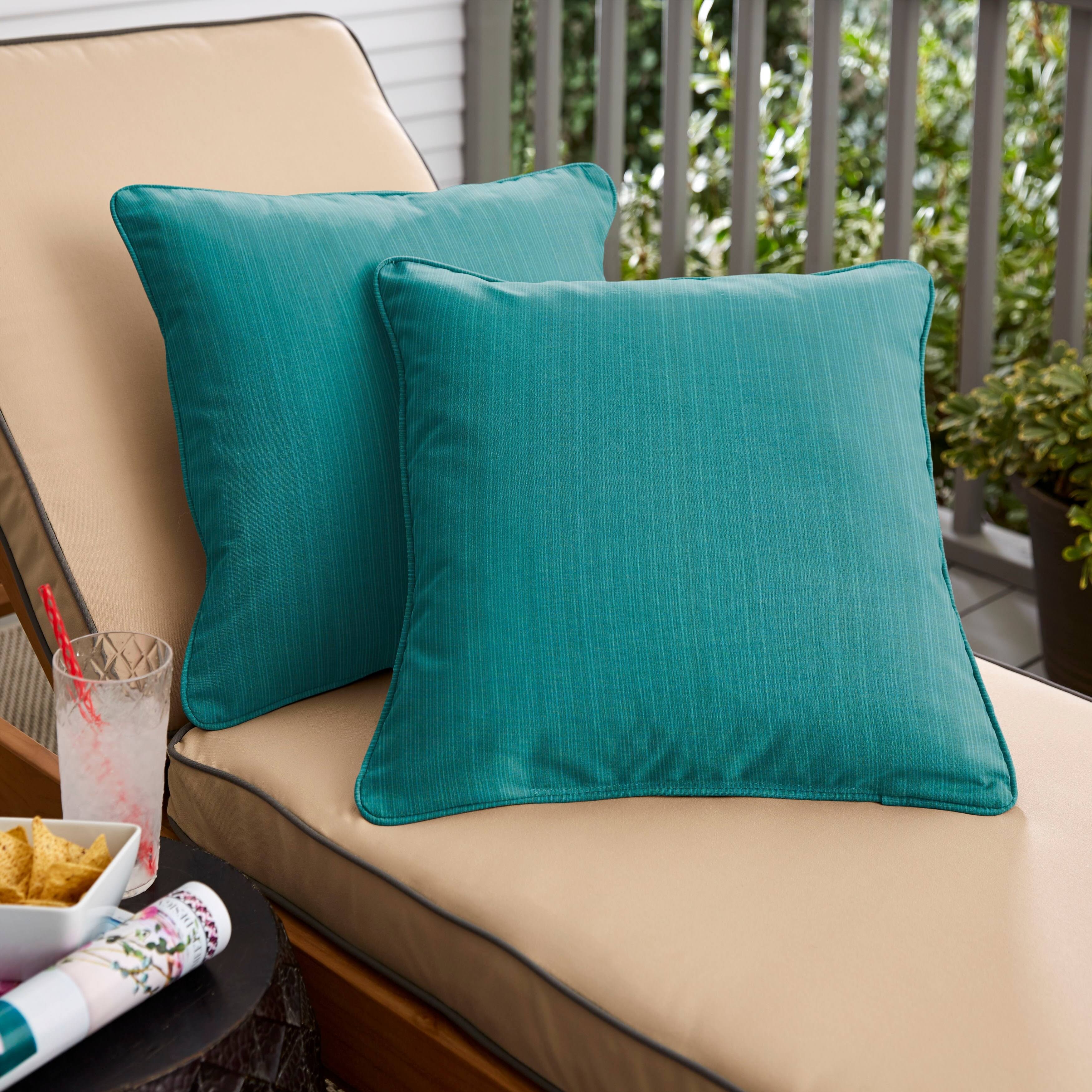 Mozaic Company Sunbrella Dupione Deep Sea Corded Indoor/ Outdoor Pillow Set (Set of 2) 16 in x 16 in, Size 16 x 16, S9VVI0_OEXE Mozaic Company Sunbrella Dupione Deep Sea Corded Indoor/ Outdoor Pillow Set (Set of 2) 16 in x 16 in, Size 16 x 16, S9VVI0_OEXE