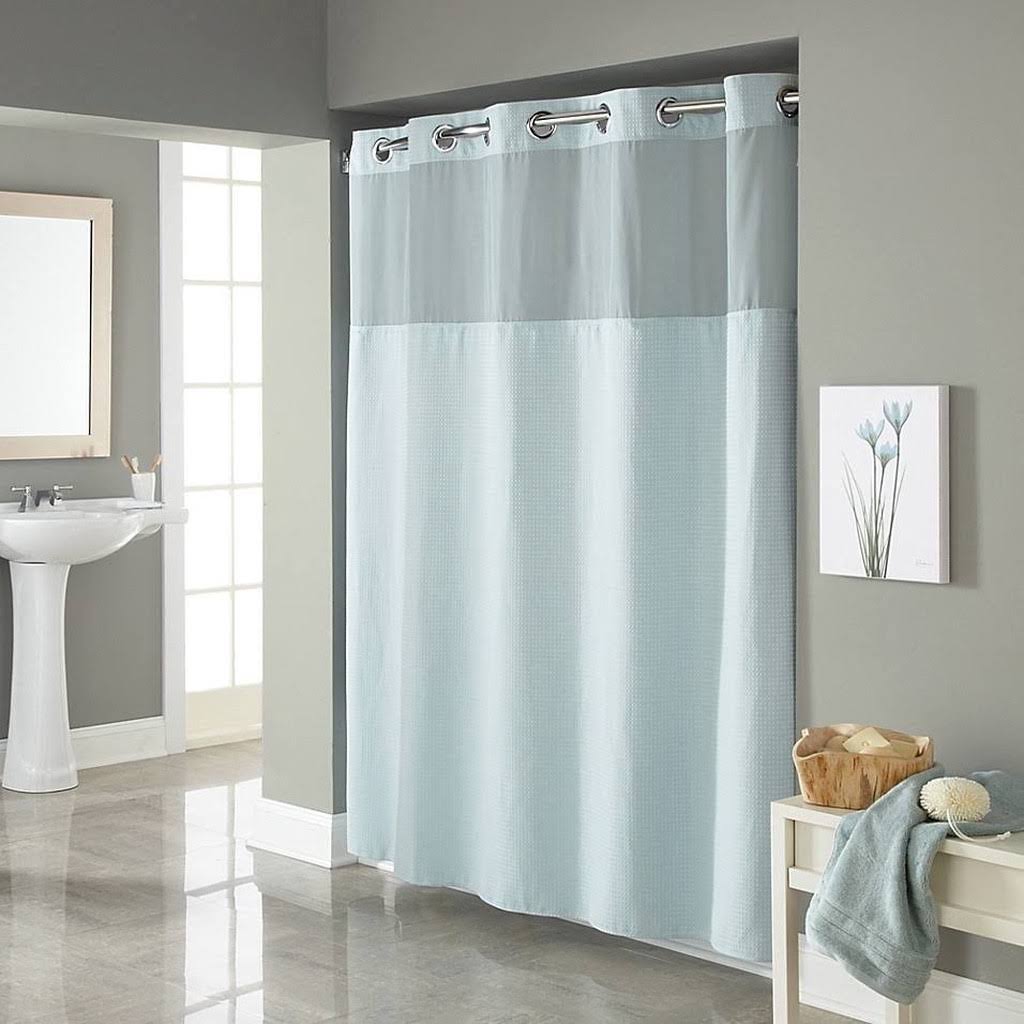 Hookless Waffle 72-Inch x 98-Inch Fabric Shower Curtain in Misty F3QPMX_EGUW Hookless Waffle 72-Inch x 98-Inch Fabric Shower Curtain in Misty F3QPMX_EGUW