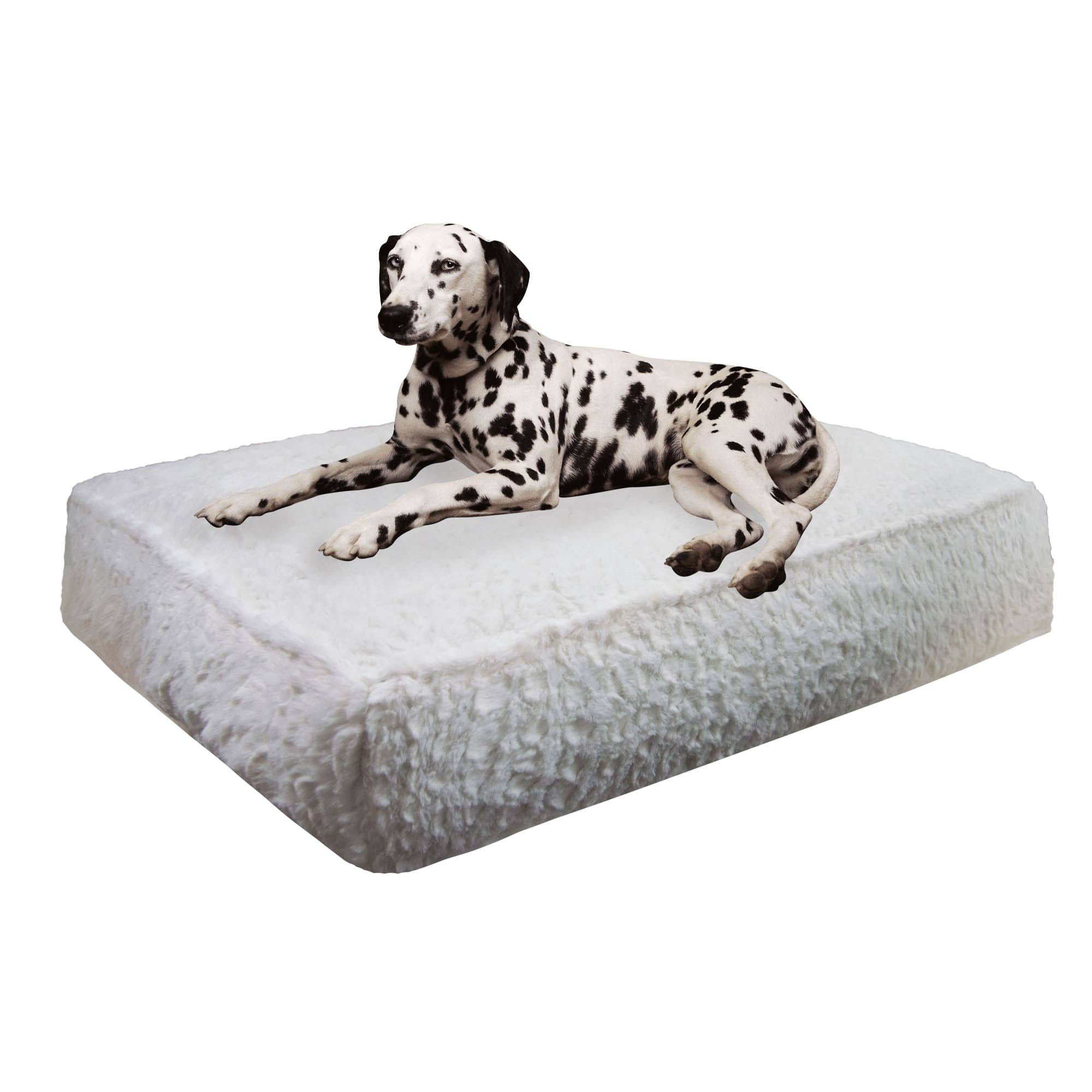 Bessie + Barnie Luxury Extra Plush Faux Fur Animal Print Rectangle Dog Cat Bed, Serenity White, FDPQFR_PPIA Bessie + Barnie Luxury Extra Plush Faux Fur Animal Print Rectangle Dog Cat Bed, Serenity White, FDPQFR_PPIA