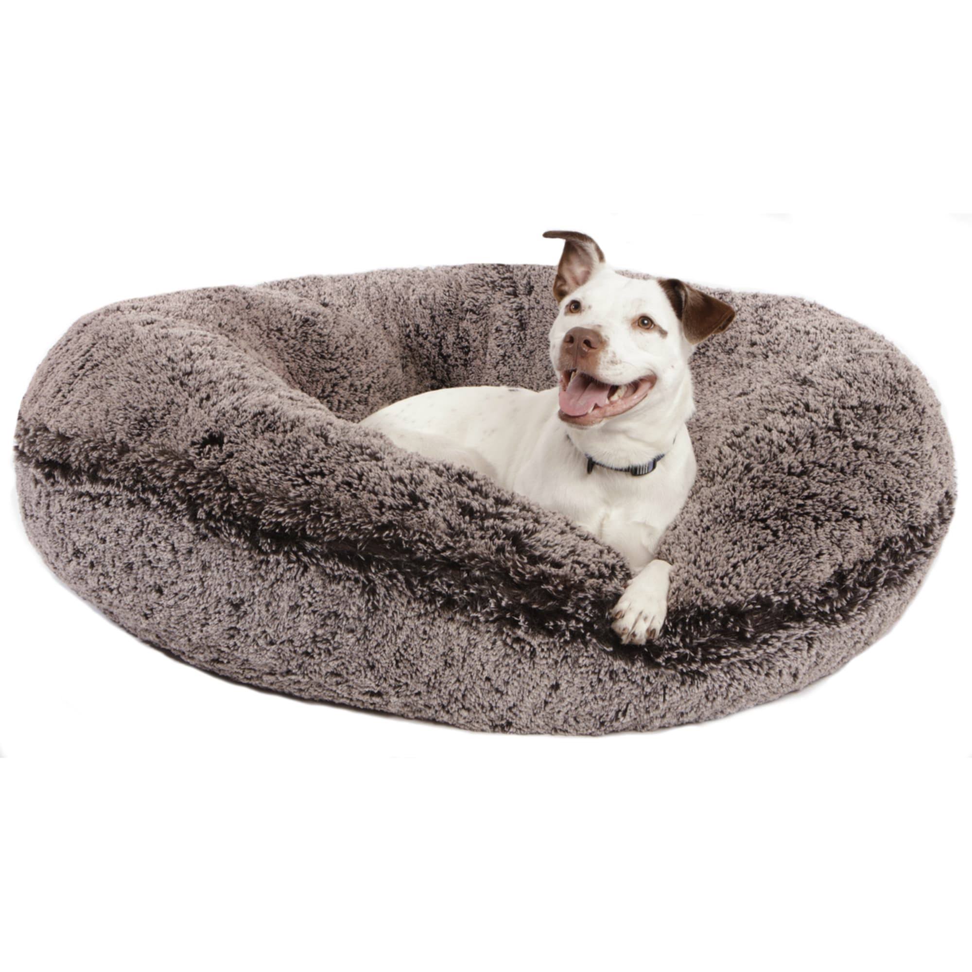 Bessie and Barnie Signature Frosted Willow Luxury Shag Extra Plush Faux Fur Bagel Pet/ Dog Bed, Size Large- 42 L3CIOE_AXXV