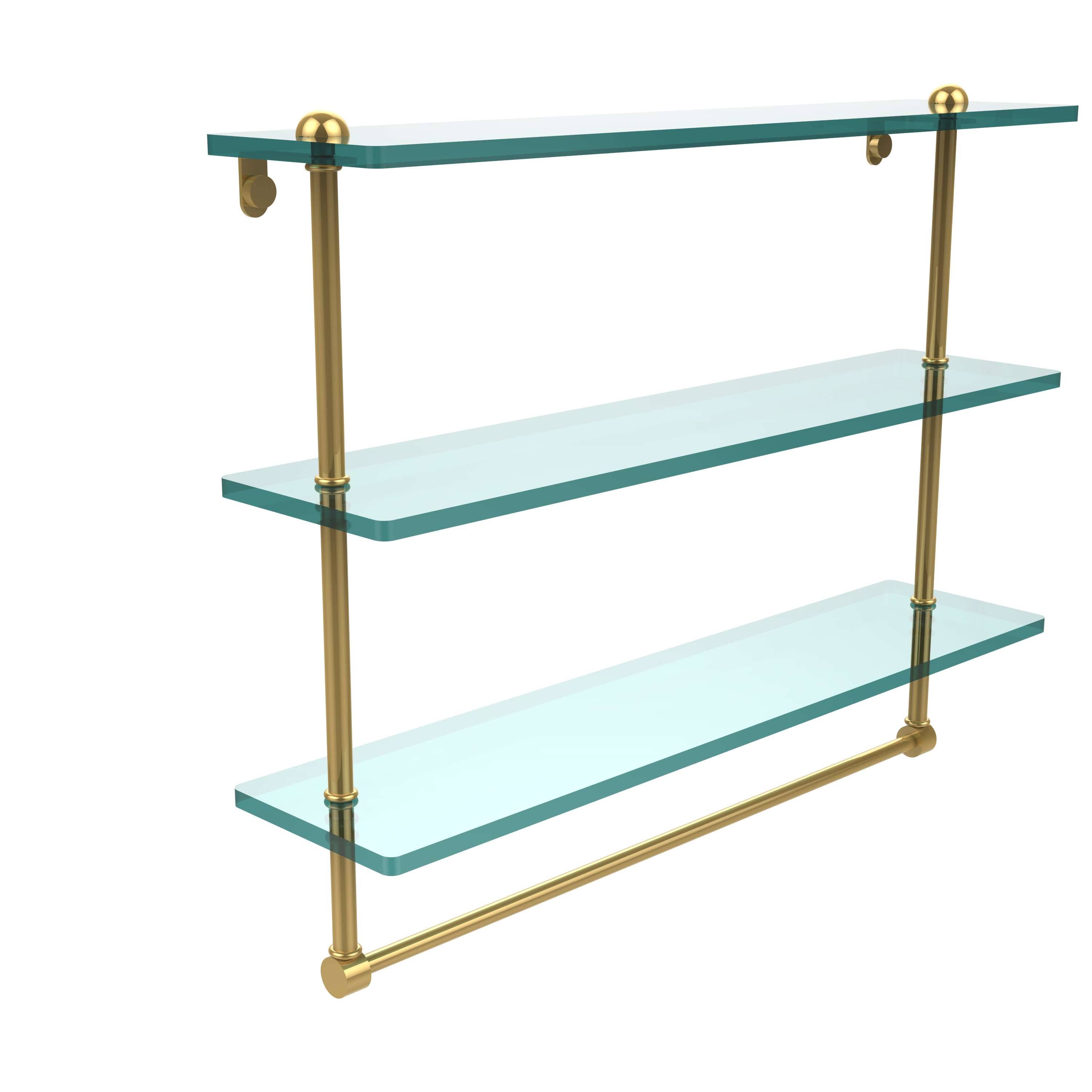 Allied Brass Triple Tiered Glass Shelf with Integrated Towel Bar - Polished Brass - 22 CSY5FJ_NR0L Allied Brass Triple Tiered Glass Shelf with Integrated Towel Bar - Polished Brass - 22 CSY5FJ_NR0L