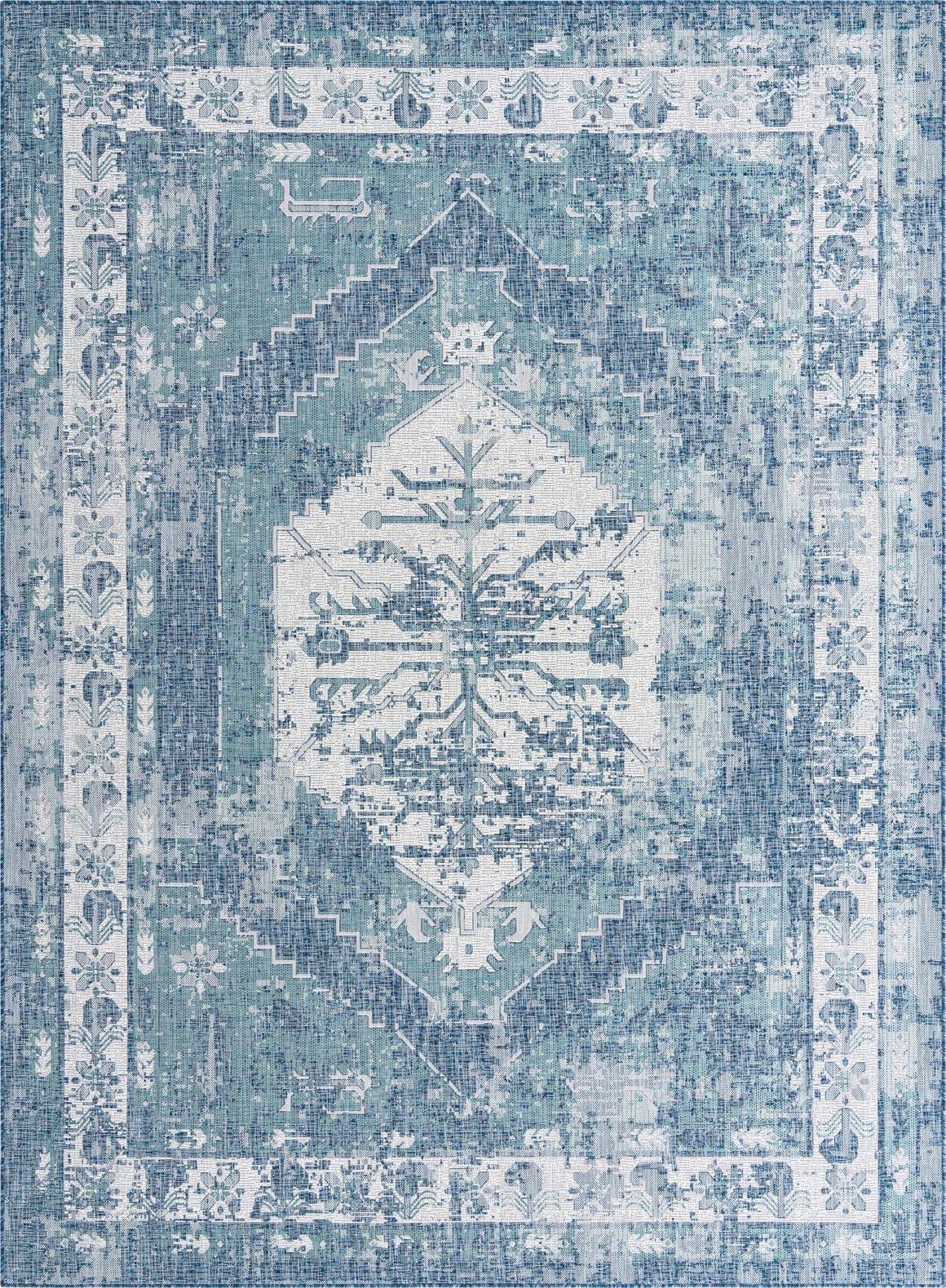 Outdoor Traditional Blue 9x12 Large Area Rug Indoor Outdoor 6ALD45_9UZT