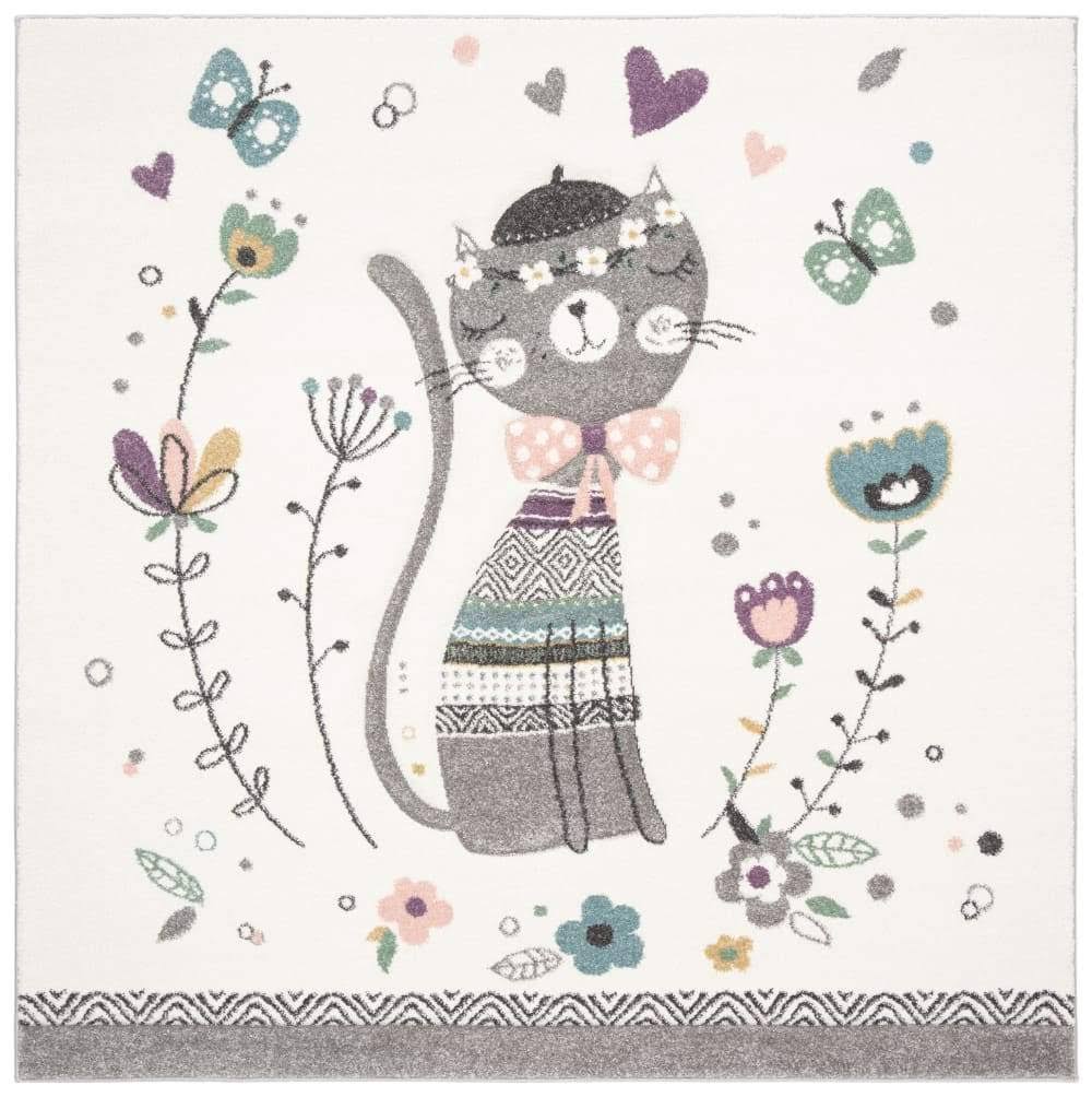 Safavieh Carousel Kids Sleeping Kitten Rug, Ivory/Pink, 3' Square, Size 3' x 3' O7VNCU_SVCW Safavieh Carousel Kids Sleeping Kitten Rug, Ivory/Pink, 3' Square, Size 3' x 3' O7VNCU_SVCW
