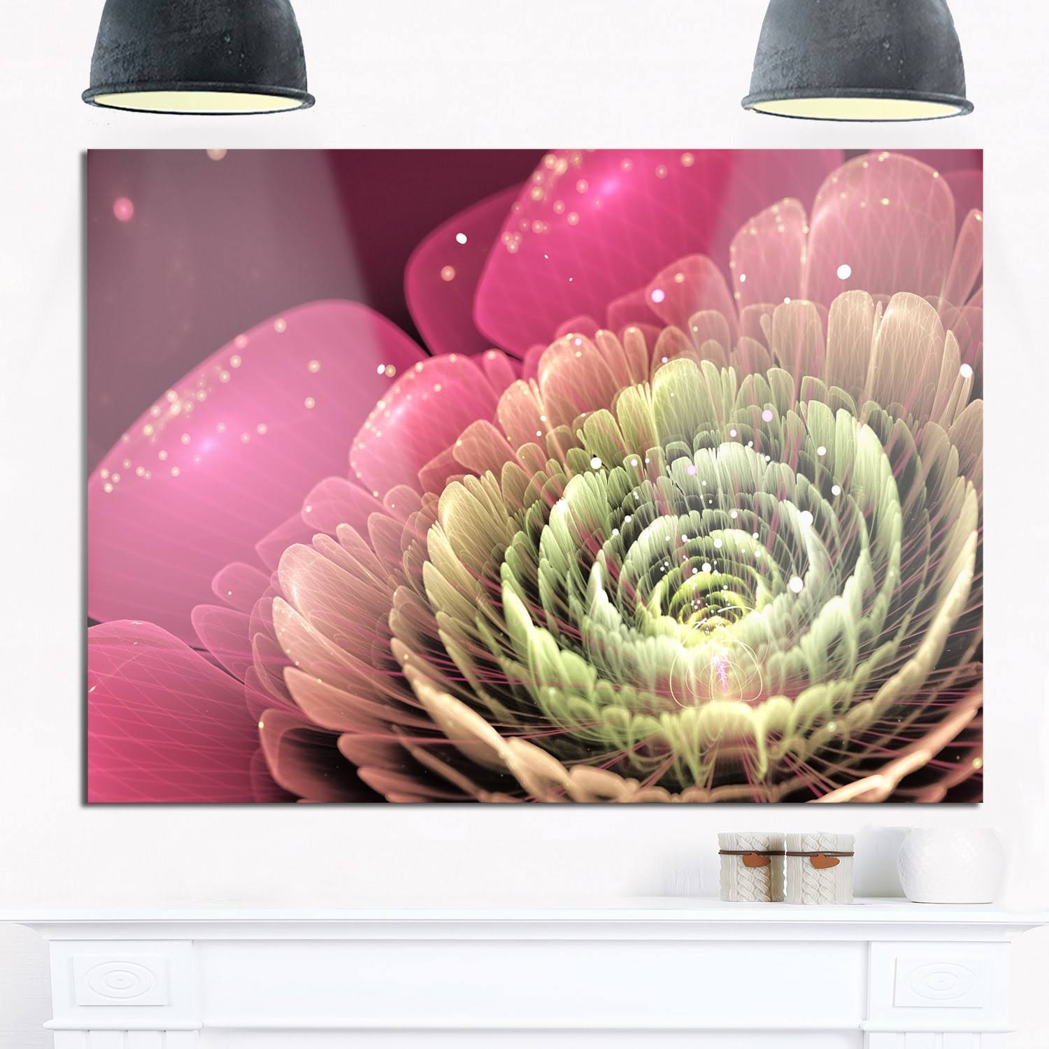 Design Art Fractal Flower Pink and Green - Floral Digital Art Glossy Metal Wall Art, Size 20 in. Wide x 12 in. OJZEYF_TQ0B Design Art Fractal Flower Pink and Green - Floral Digital Art Glossy Metal Wall Art, Size 20 in. Wide x 12 in. OJZEYF_TQ0B