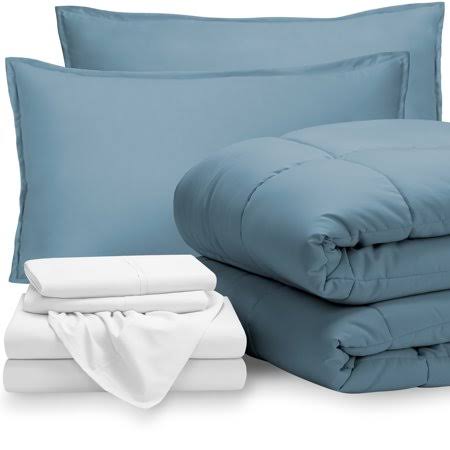 Bare Home 8-Piece Bed-in-a-Bag - Split King (comforter Set Coronet Blue, Sheet Set White) AQSEMP_HBAS Bare Home 8-Piece Bed-in-a-Bag - Split King (comforter Set Coronet Blue, Sheet Set White) AQSEMP_HBAS