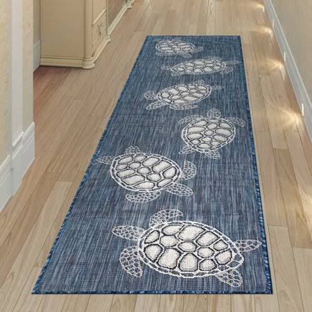 Desantiago Seaturtles Navy Indoor / Outdoor Area Rug Highland Dunes Rug Size: Runner 1'11  SG1D4T_RQTL