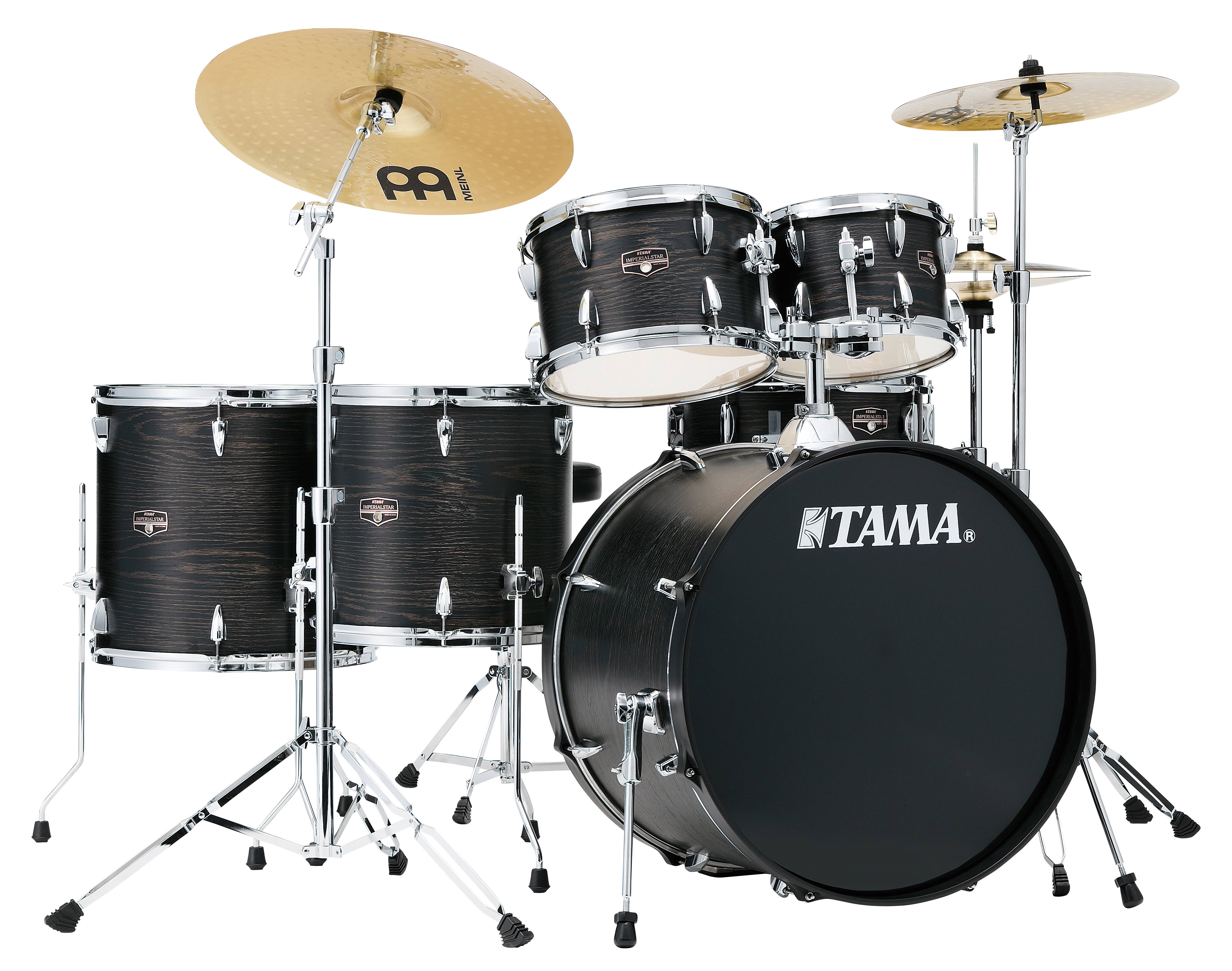 Tama Imperialstar 6-Piece Complete Drum Set with Meinl HCS Cymbals and 22 in. Bass Black Oak BRU8GF_BIWA