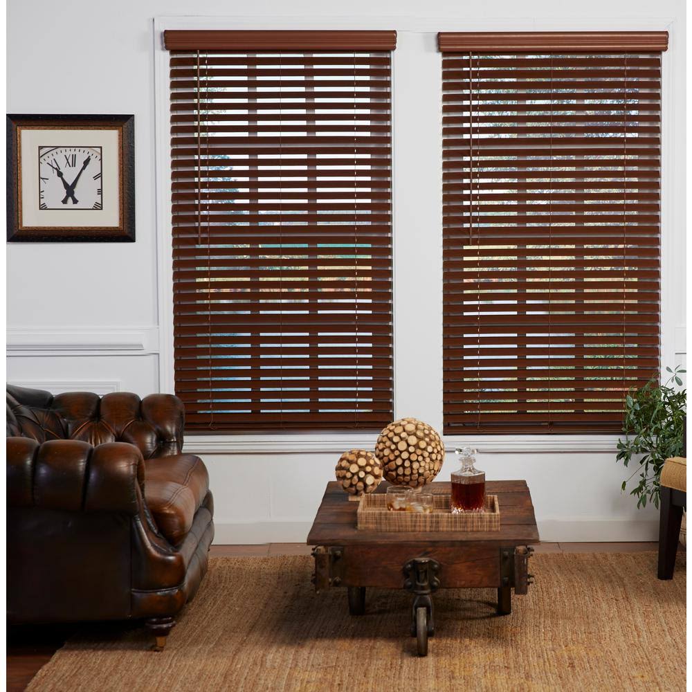 Perfect Lift Window Treatment Dark Oak 2 in. Cordless Room Darkening Faux Wood Blind 35.75 in. W x 64 in. L (Actual Size: 35.75 YNR4QN_Q70F Perfect Lift Window Treatment Dark Oak 2 in. Cordless Room Darkening Faux Wood Blind 35.75 in. W x 64 in. L (Actual Size: 35.75 YNR4QN_Q70F