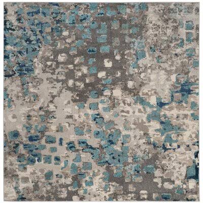 Indira Abstract Gray/Light Blue Area Rug Mistana Rug Size Square 3' QML8HR_0VNB Indira Abstract Gray/Light Blue Area Rug Mistana Rug Size Square 3' QML8HR_0VNB