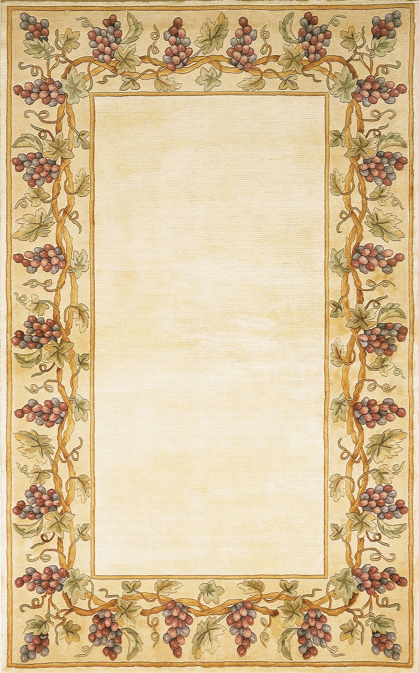 Kas Emerald 9058 Ivory Grapes Border Area Rug - 5'E3CO0L_QRQ4