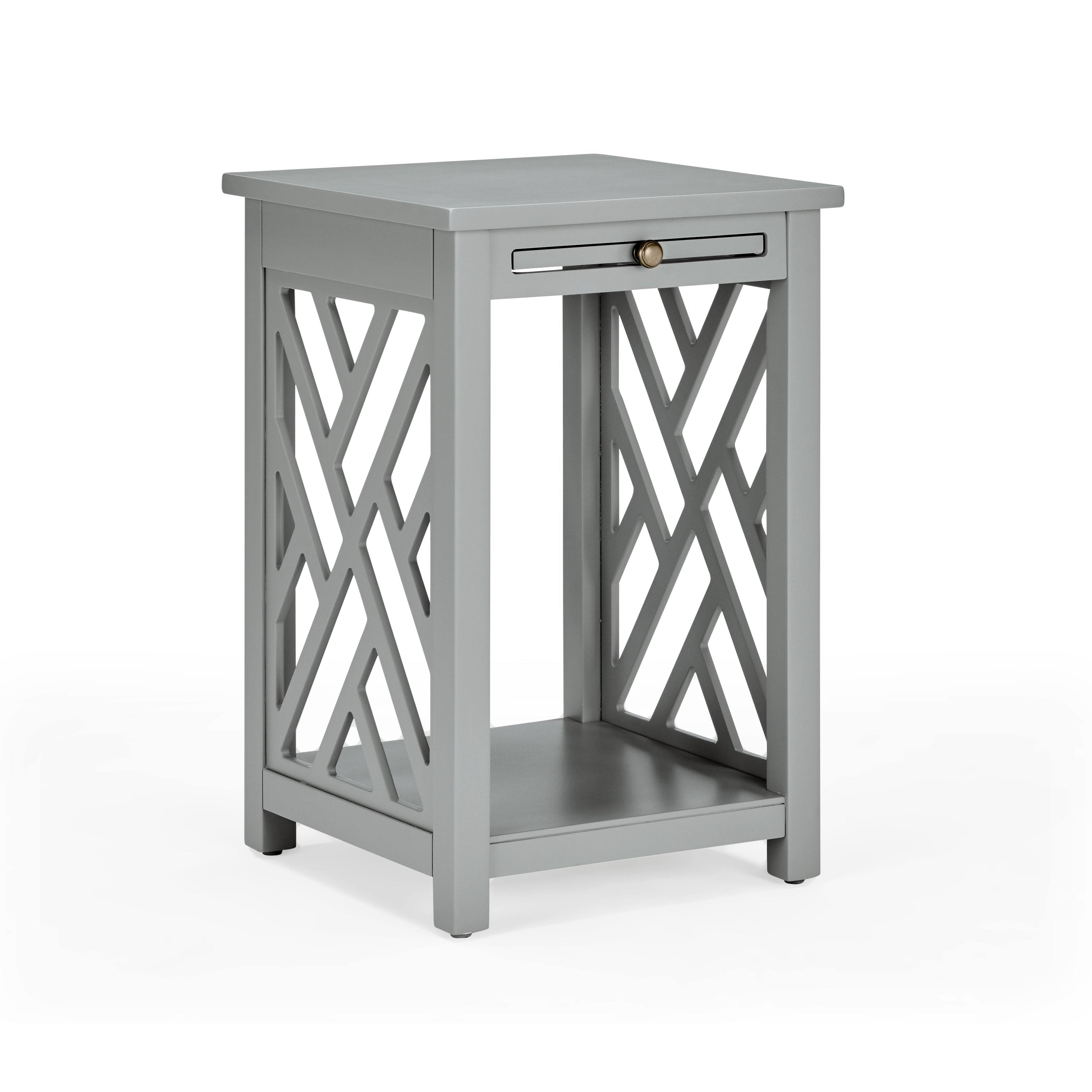 Coventry Wood End Table with Tray Shelf and Bottom Shelf, TWL1NV_BBOK Coventry Wood End Table with Tray Shelf and Bottom Shelf, TWL1NV_BBOK