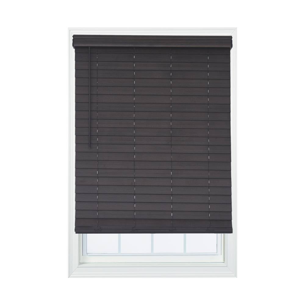 Allen + Roth 2.5-in Slat Width 27.25-in x 72-in Cordless Walnut Faux Wood Room Darkening Horizontal Blinds in Brown | DFHSD3072- TNN2EJ_FODR