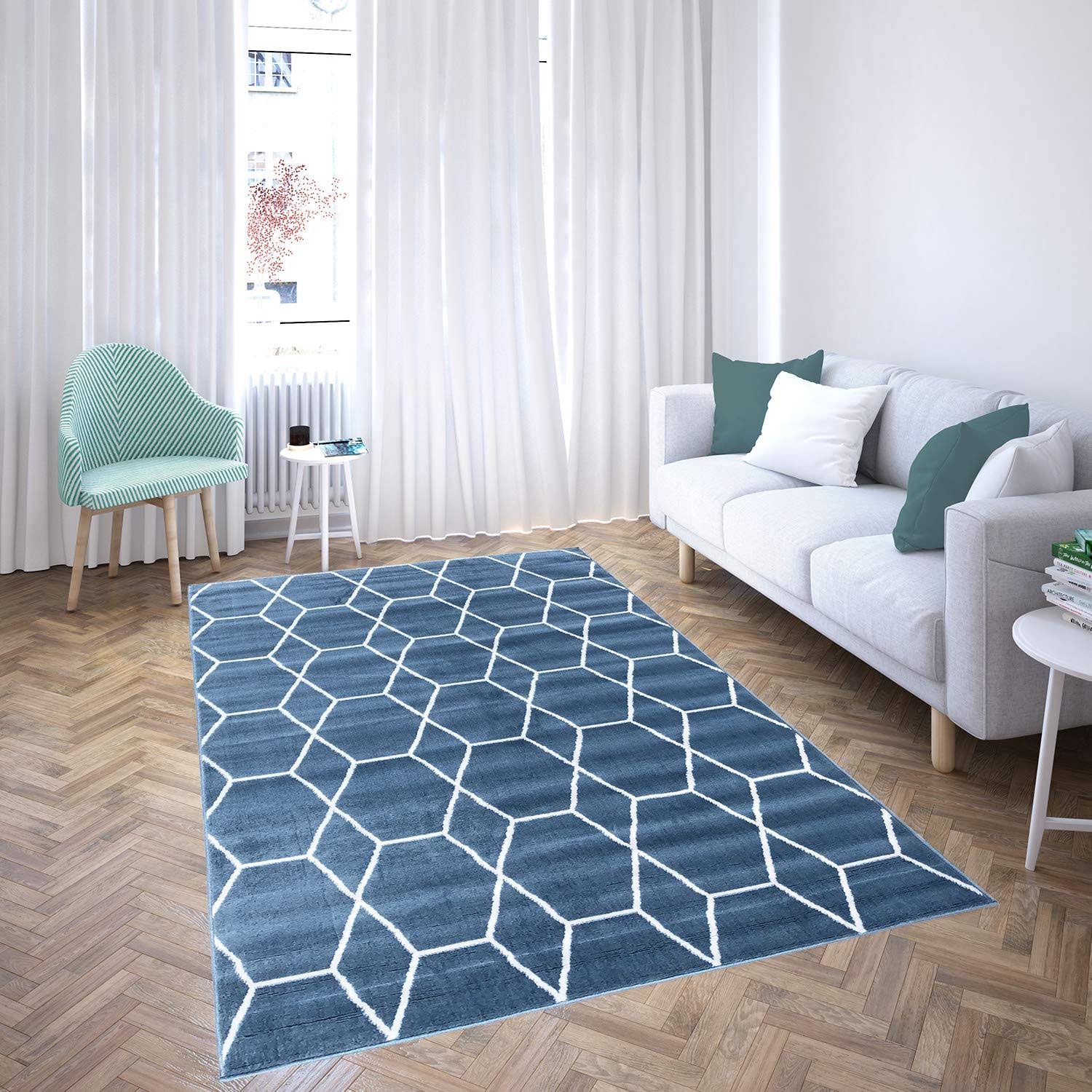 MSRUGS Morrocan Collection Contemporary Cozy 5'x7' Blue Area AS6SQA_0IRS MSRUGS Morrocan Collection Contemporary Cozy 5'x7' Blue Area AS6SQA_0IRS