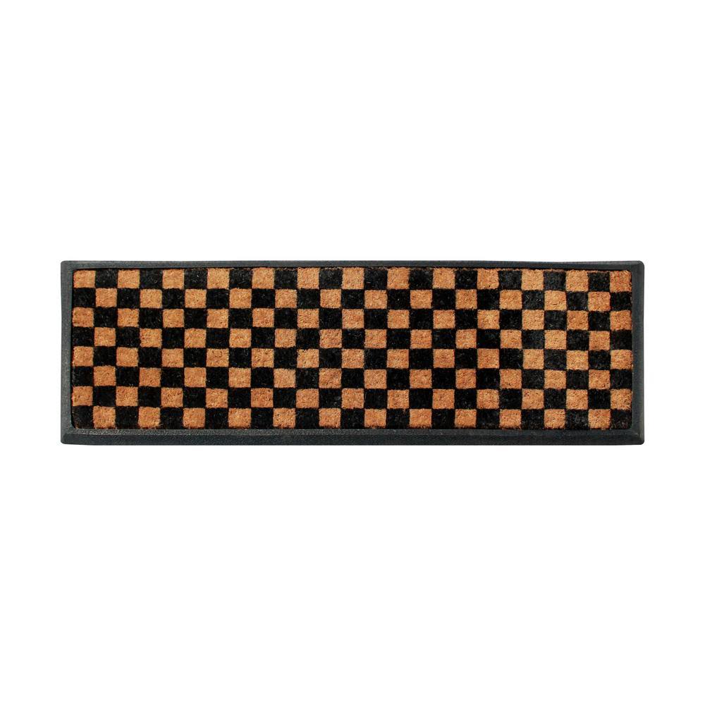 A1 Home Collections A1hc Hand-Crafted Geometric Pattern Black/Beige 15.75 in. x 47.25 in. Rubber and Coir Newly Designed Double T69YFV_H35H A1 Home Collections A1hc Hand-Crafted Geometric Pattern Black/Beige 15.75 in. x 47.25 in. Rubber and Coir Newly Designed Double T69YFV_H35H