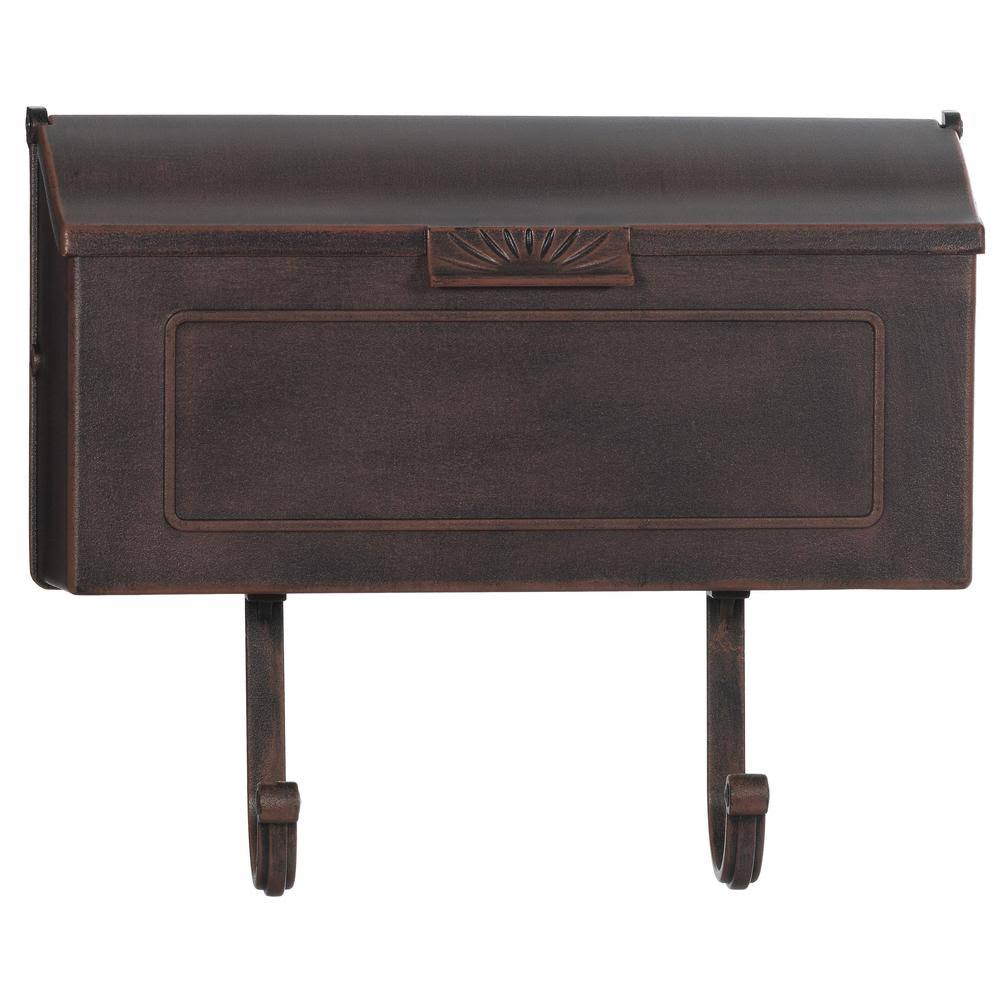 Classic Cast Aluminum Wall Mount Mailbox, Antique Copper OG7CP5_RLAE Classic Cast Aluminum Wall Mount Mailbox, Antique Copper OG7CP5_RLAE