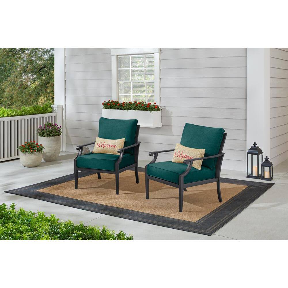 Hampton Bay Braxton Park Black Steel Outdoor Patio Lounge Chair with CushionGuard Malachite Green Cushions (2-Pack) ZSJX6B_DOWJ Hampton Bay Braxton Park Black Steel Outdoor Patio Lounge Chair with CushionGuard Malachite Green Cushions (2-Pack) ZSJX6B_DOWJ