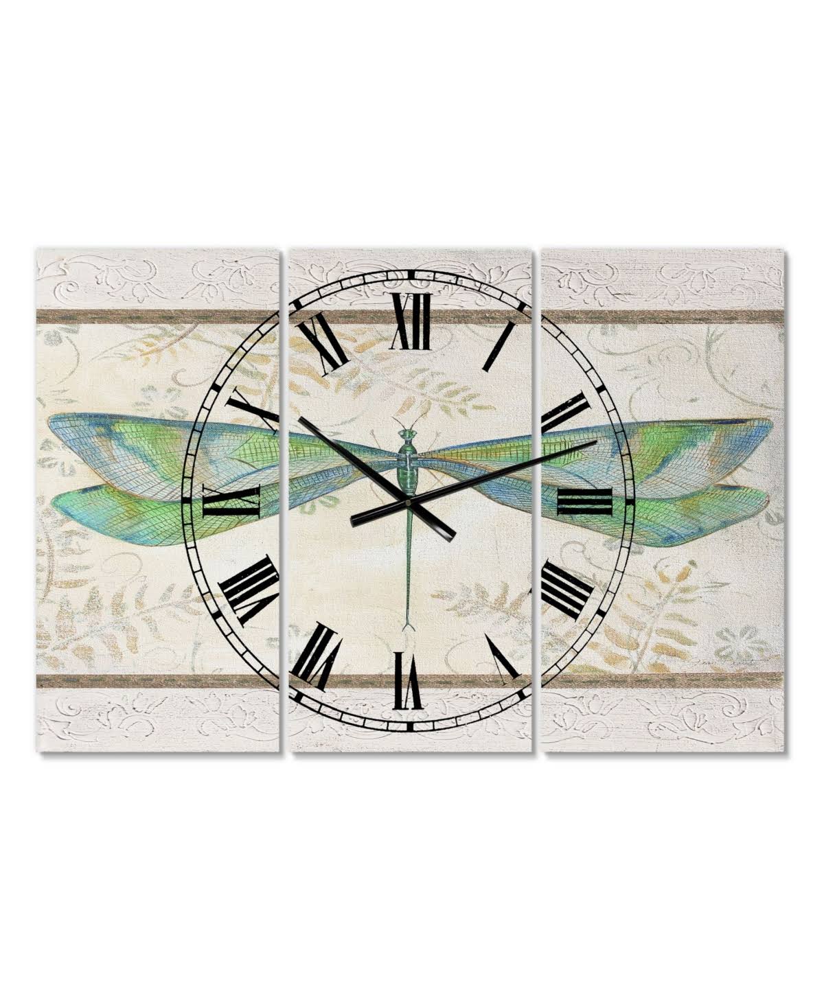 Designart 'Summer Dragonfly 3' Oversized Cottage Wall Clock, Size 28 inch x 36 inch, 9TEK8L_OBIV Designart 'Summer Dragonfly 3' Oversized Cottage Wall Clock, Size 28 inch x 36 inch, 9TEK8L_OBIV